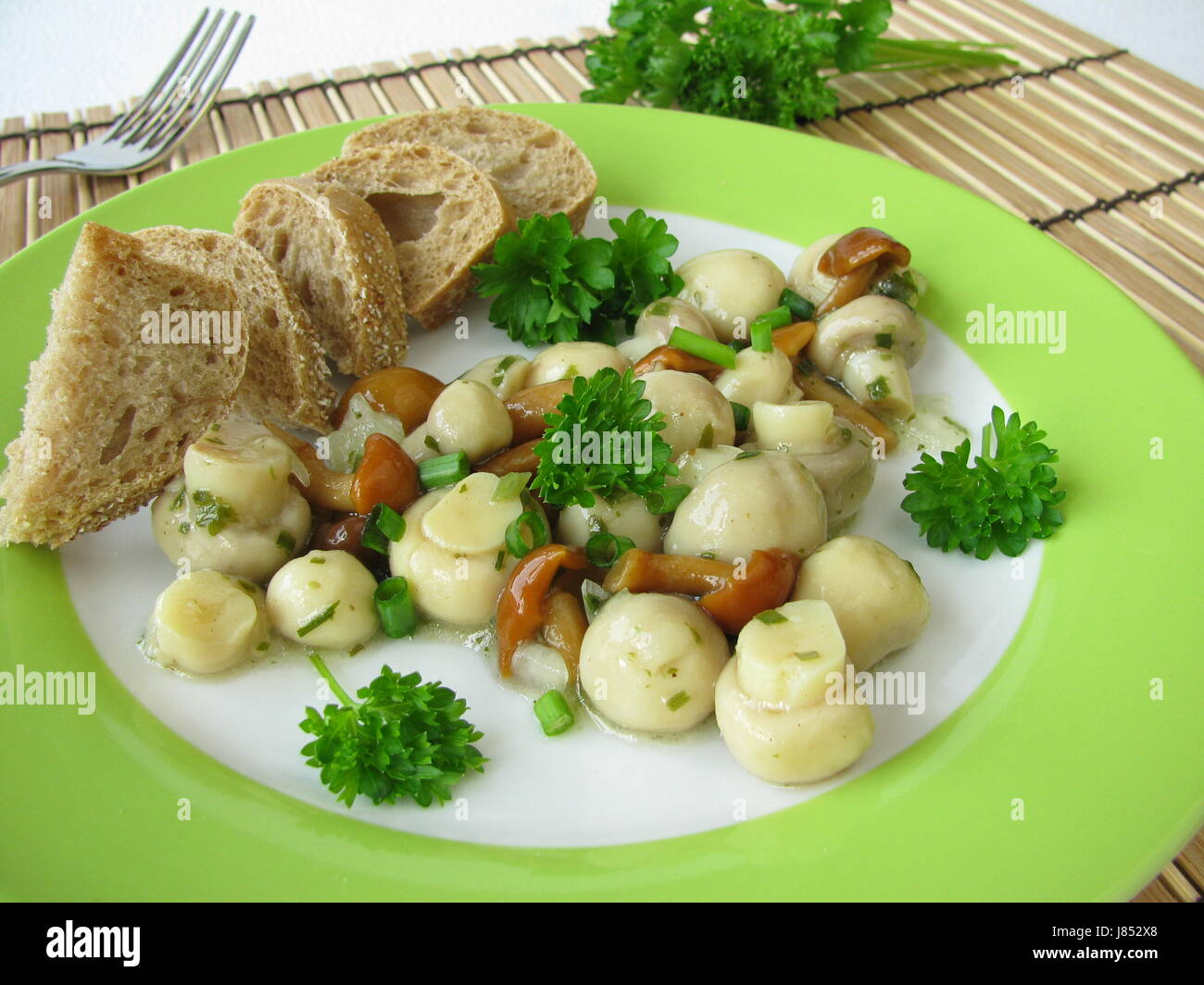 Pilzsalat mit Pilzen und stockschwmmchen Stockfotografie - Alamy