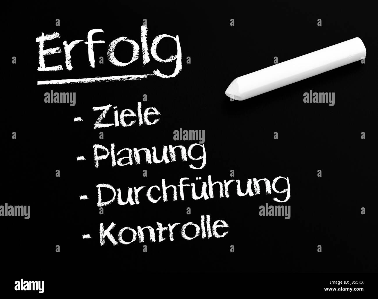 Erfolg: Ziele, Umsetzung Planungskontrolle Stockfoto