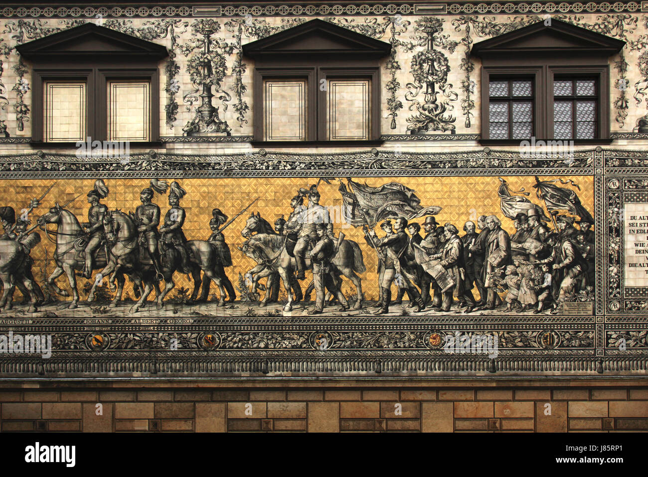 Dresden-Kavalkade-Geschichte, die Planet Erde Welt länger Frstenzug 25000 globe Stockfoto