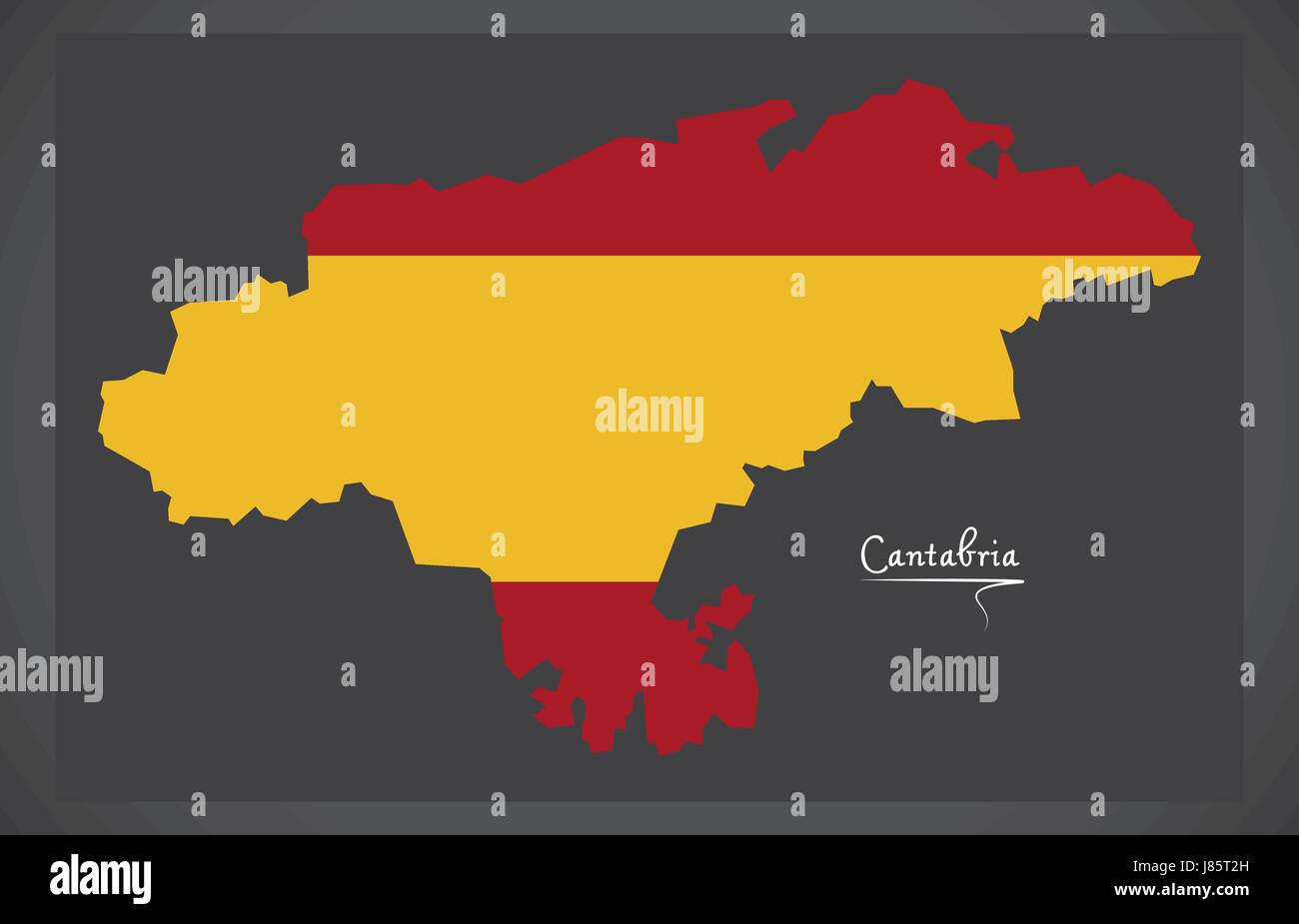 Cantabria Karte mit spanische Nationalflagge illustration Stock Vektor