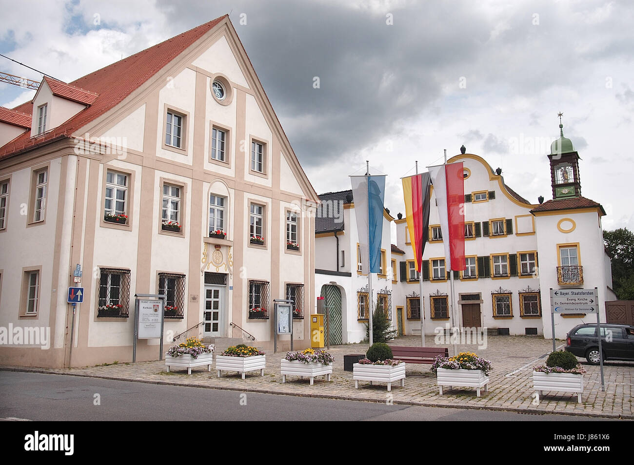 Bayern Rathaus Gemeinde Gebäude von historischer Bedeutung Wochenmarkt Stockfoto