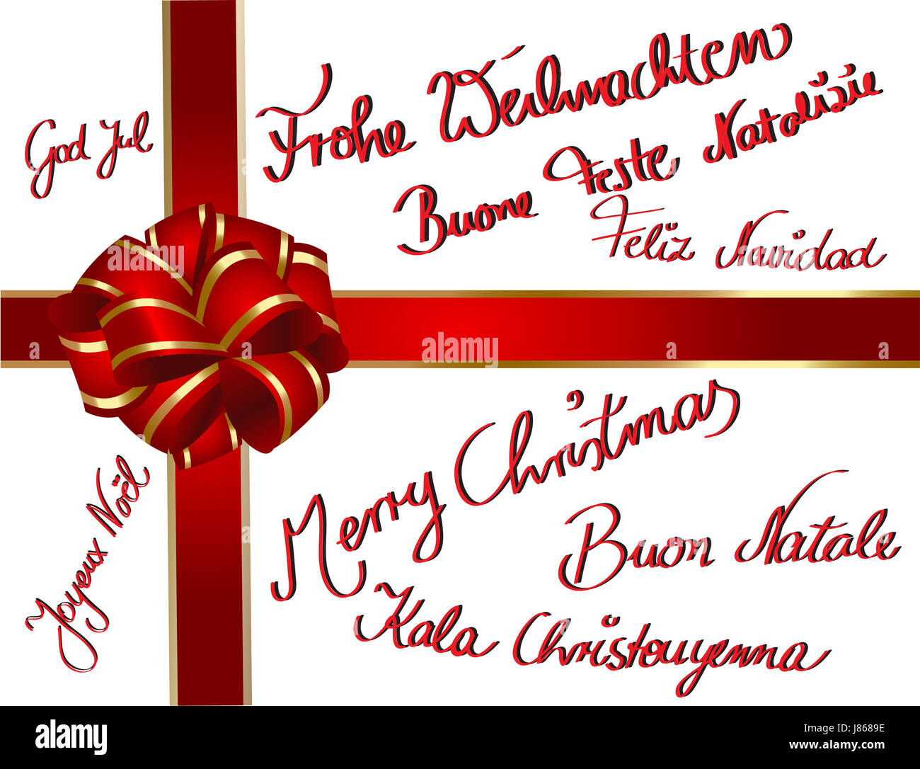 mehrsprachige Weihnachtskarte Stockfoto
