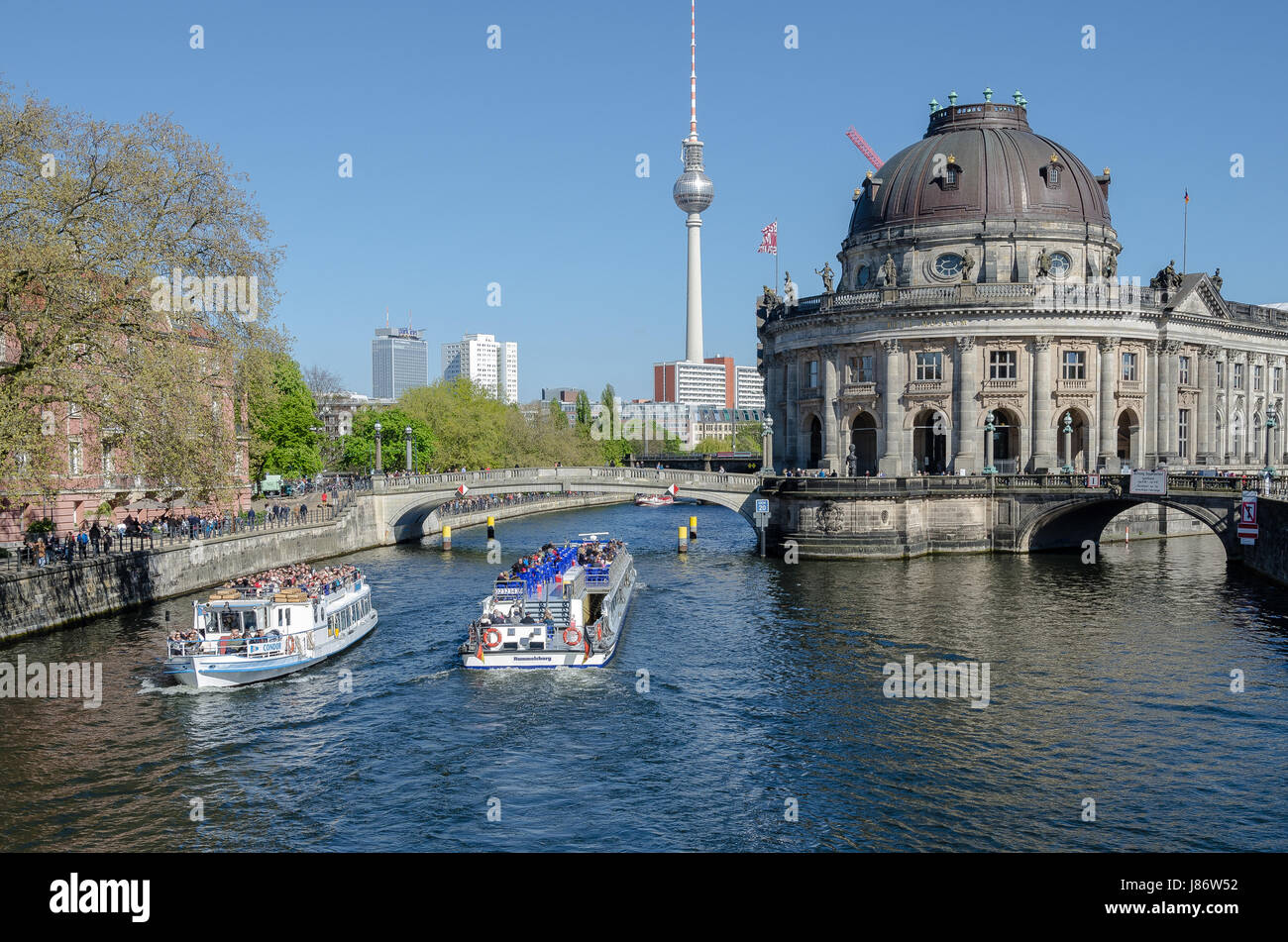 Das Bode-Museum gehört zu der Gruppe der Museen auf der Museumsinsel in Berlin, Deutschland. Es wurde vom Architekten Ernst von Ihne entworfen. Stockfoto