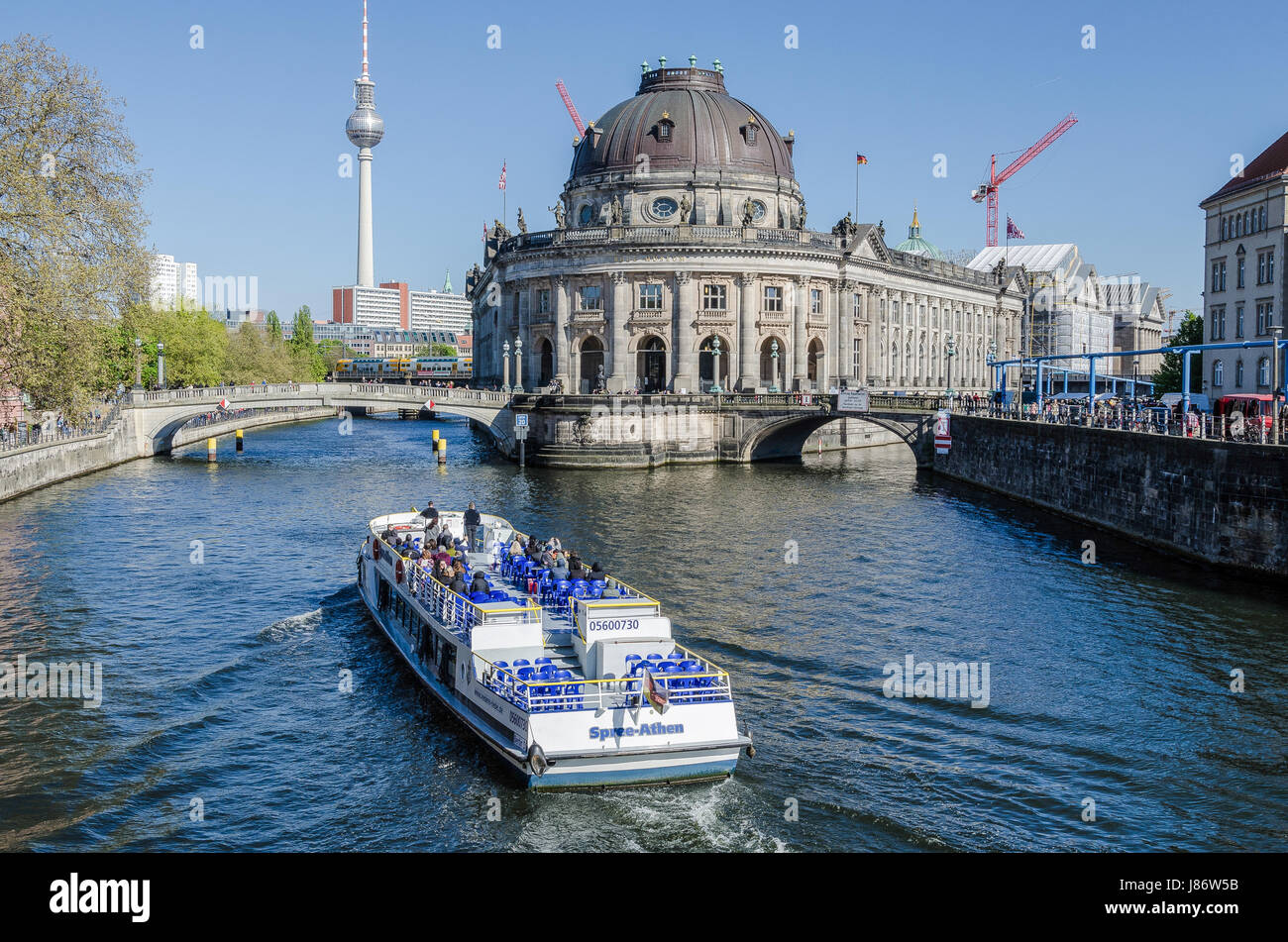 Das Bode-Museum gehört zu der Gruppe der Museen auf der Museumsinsel in Berlin, Deutschland. Es wurde vom Architekten Ernst von Ihne entworfen. Stockfoto