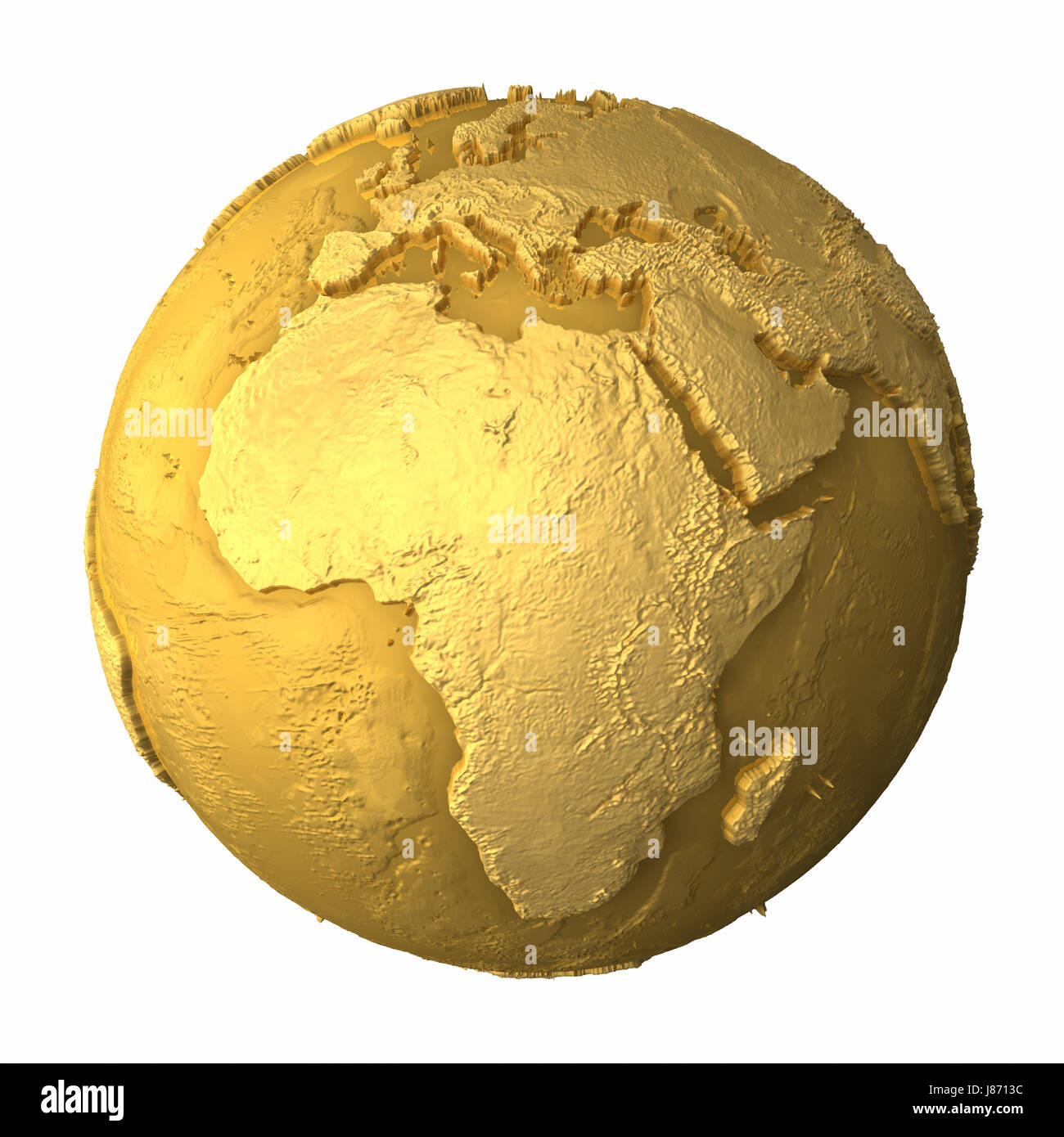 Afrika, Golden, Globus, Planeten, Erde, Welt, Topographie, Gold, Reisen, Stockfoto