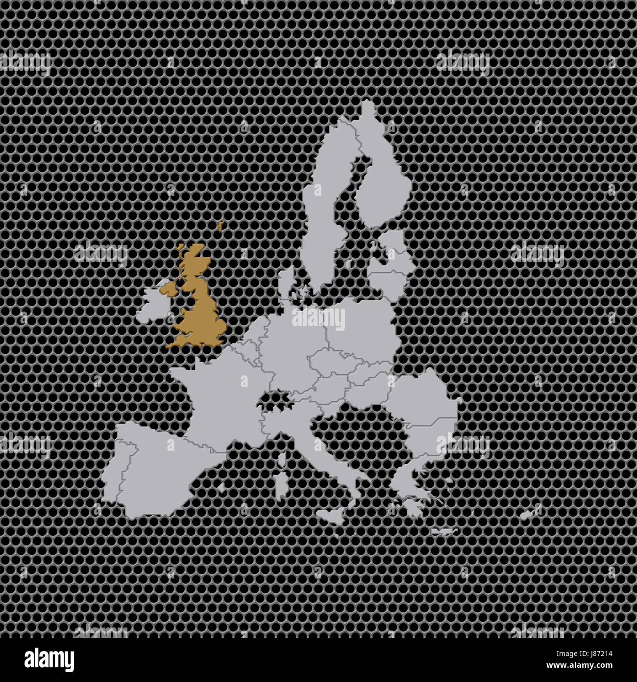 markierte Karte der Eu, Großbritannien Stockfoto