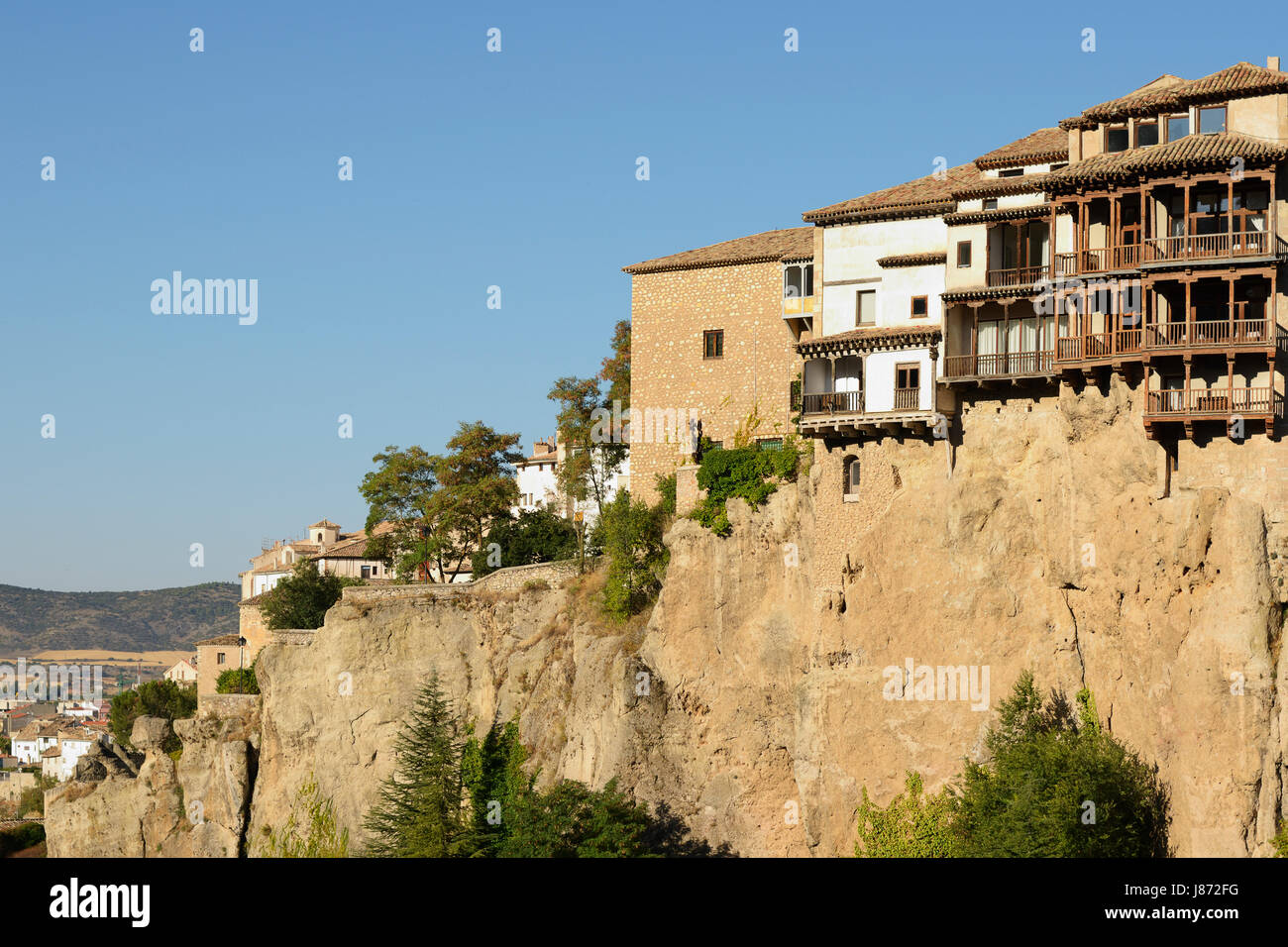 Las Casas Colgadas (Hängende Häuser von Cuenca gebaut im 15. Jahrhundert, jetzt ein UNESCO-Welterbe) Cuenca, Kastilien-La Mancha, Spanien Stockfoto