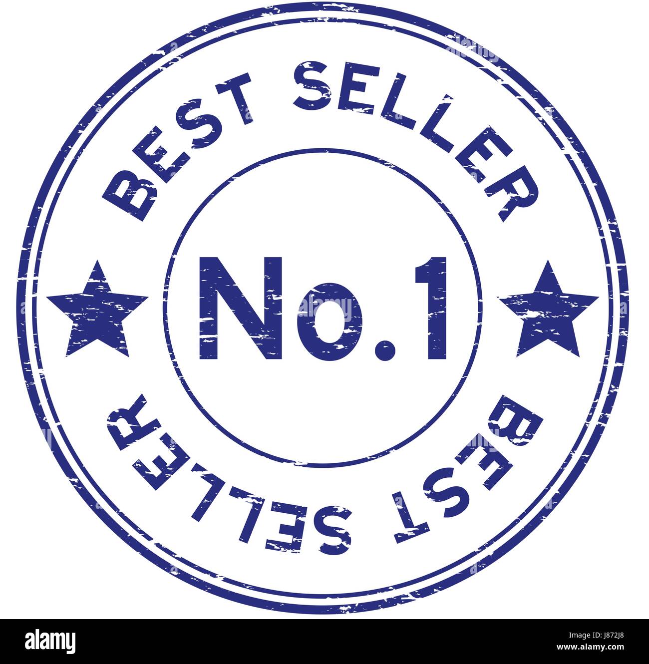 Grunge-Blau Nr. 1 Bestseller runden Stempel auf weißem Hintergrund Stock Vektor