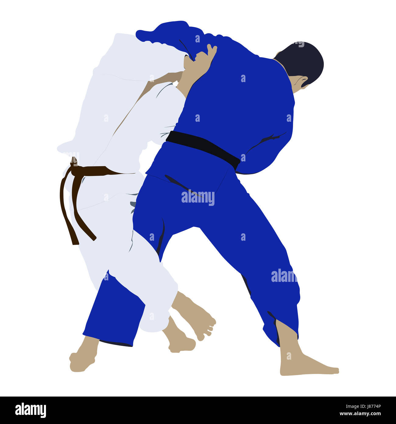 Judo-Ringen kämpfen zwei Judoka. Vektor-illustration Stockfoto
