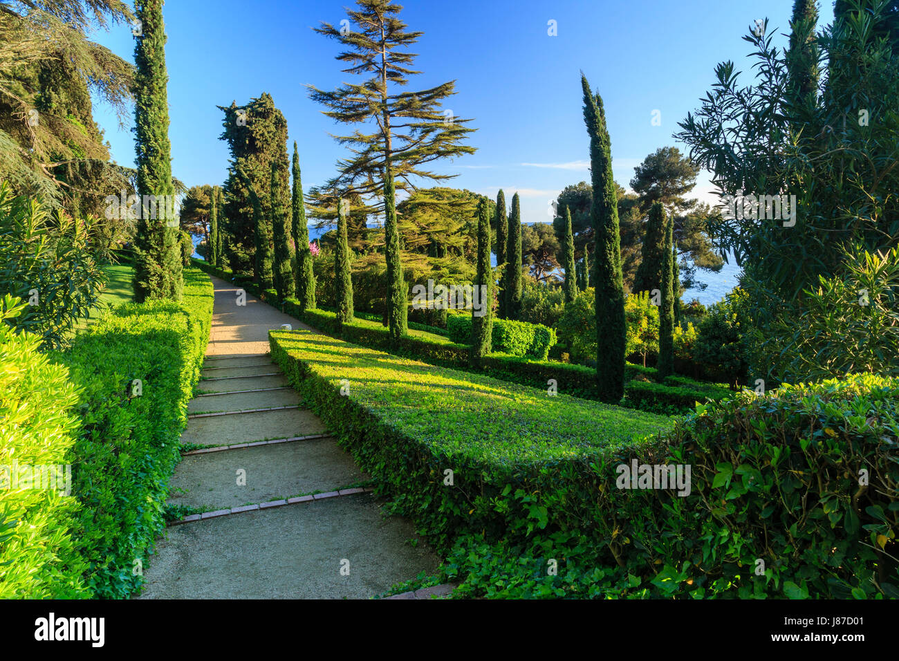 Spanien, Katalonien, Costa Brava, Lloret de Mar, Santa Clotilde Gardens Stockfoto