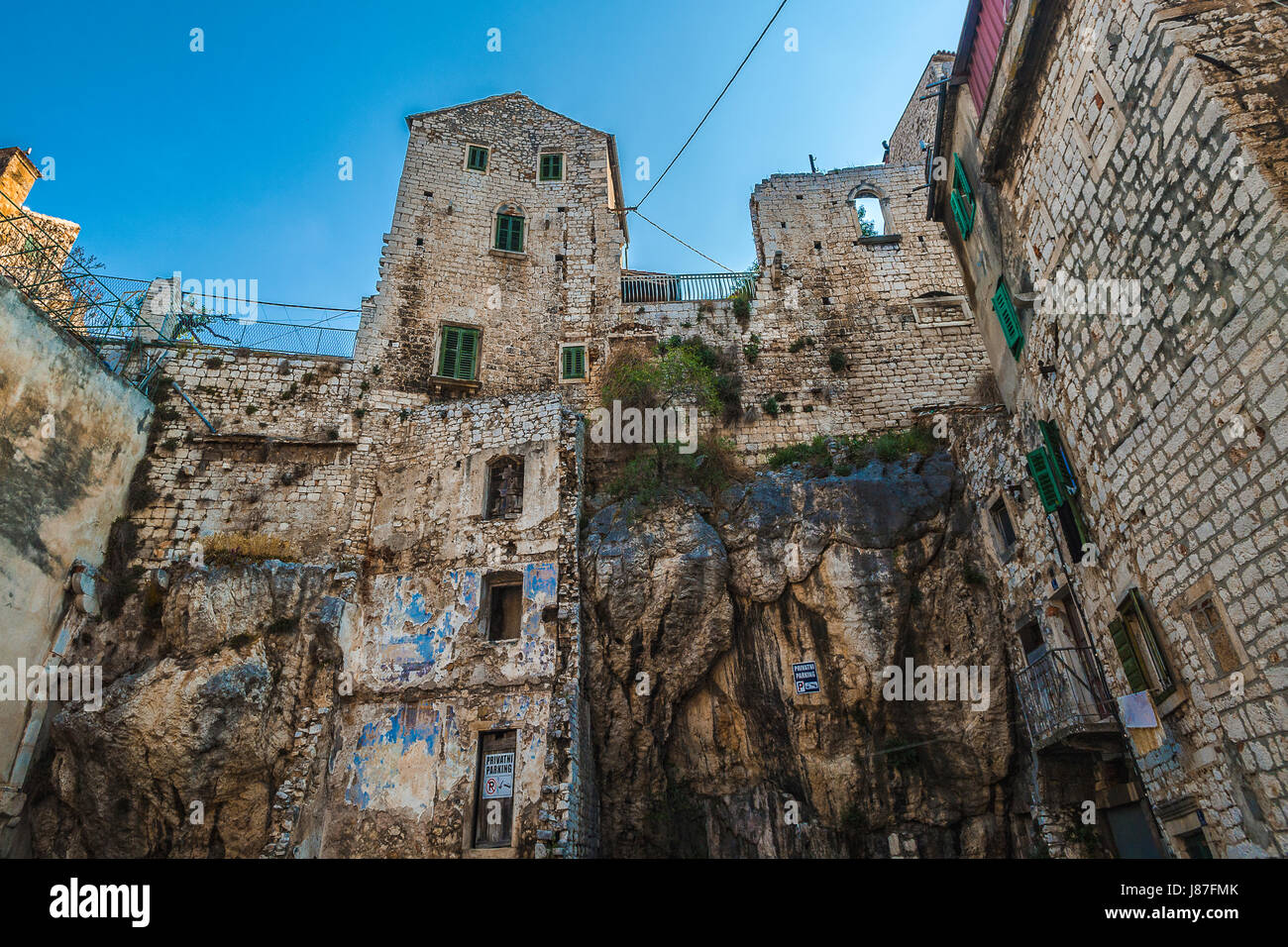 Kroatien-Dalmatien-Sibenik - Dolac - Ansicht - mittelalterlichen Mauern Stockfoto