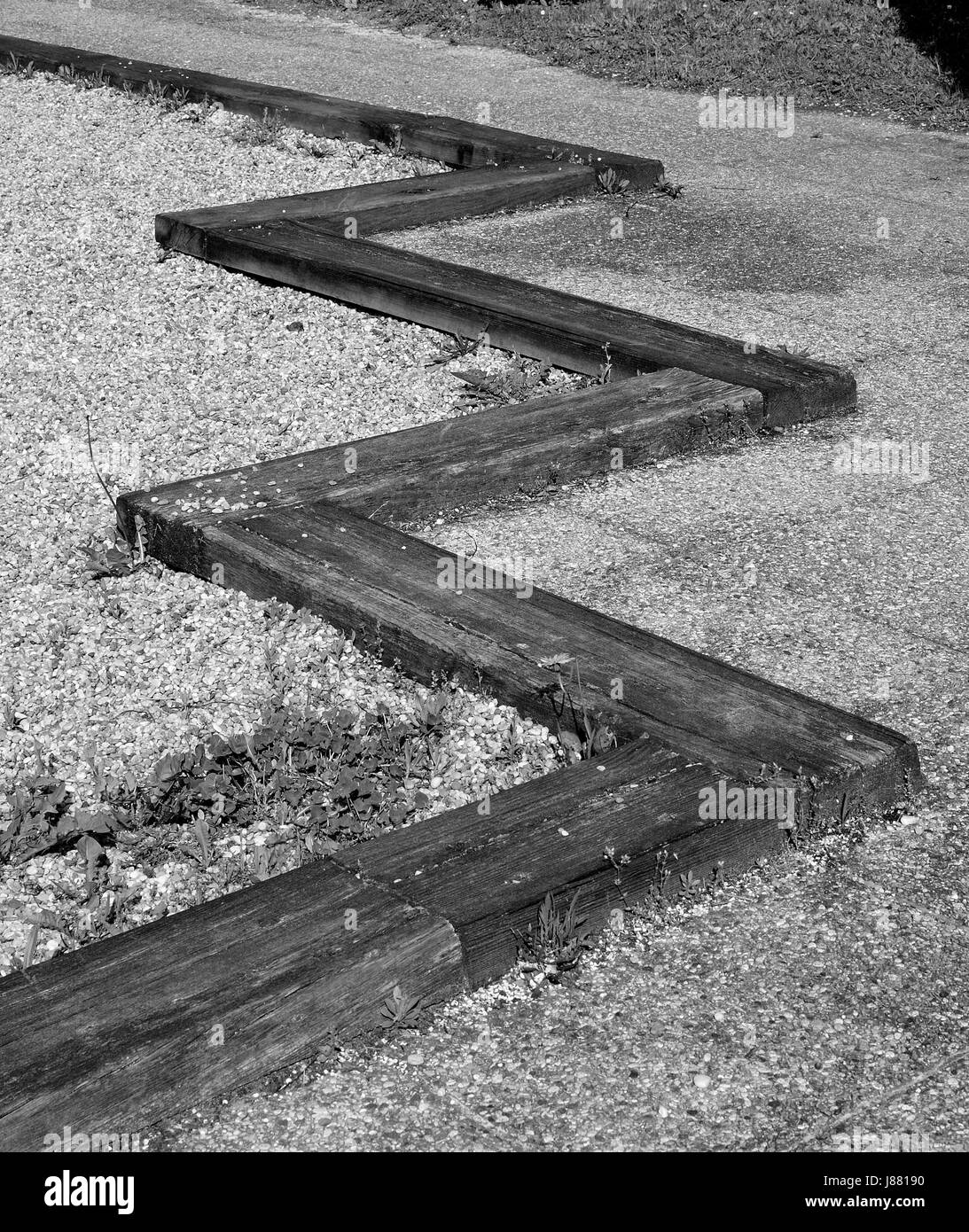 Holz, Balken, Kies, eckig, strukturierte, Zick-Zack, Sand, Sand, Linie, Stockfoto