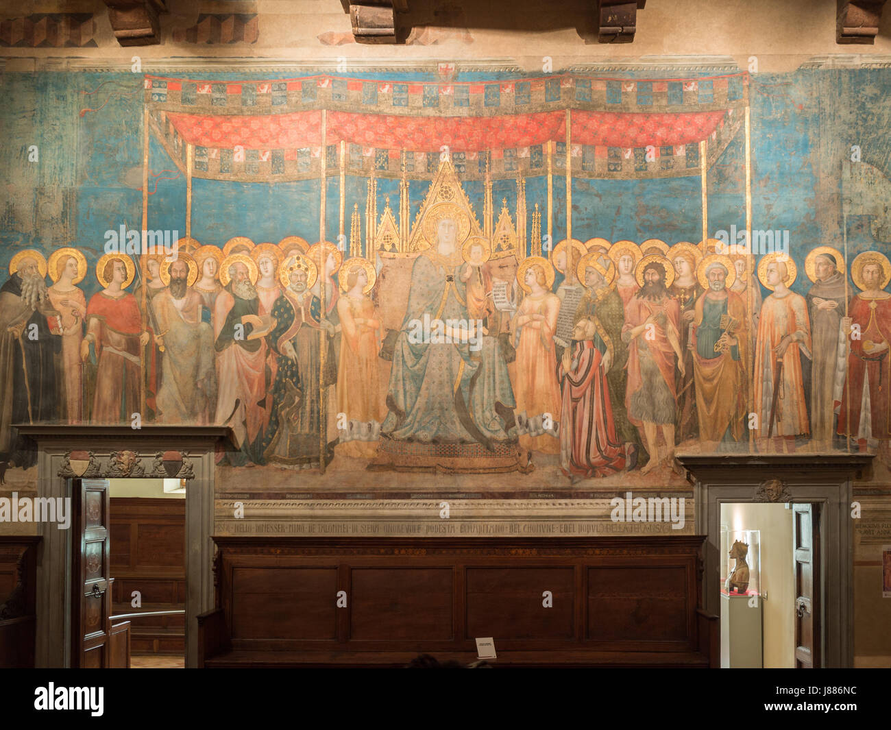 Lippo Memmi, Maestà, San Gimignano Palazzo del Popolo Stockfoto