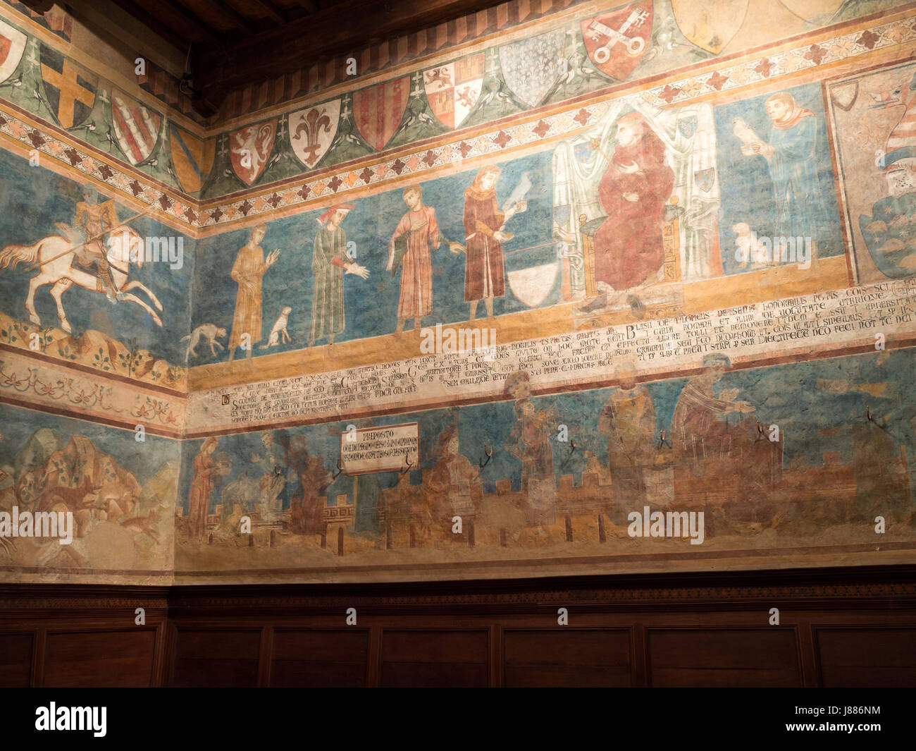 Sala di Dante, Palazzo del Popolo, San Gimignano Stockfoto