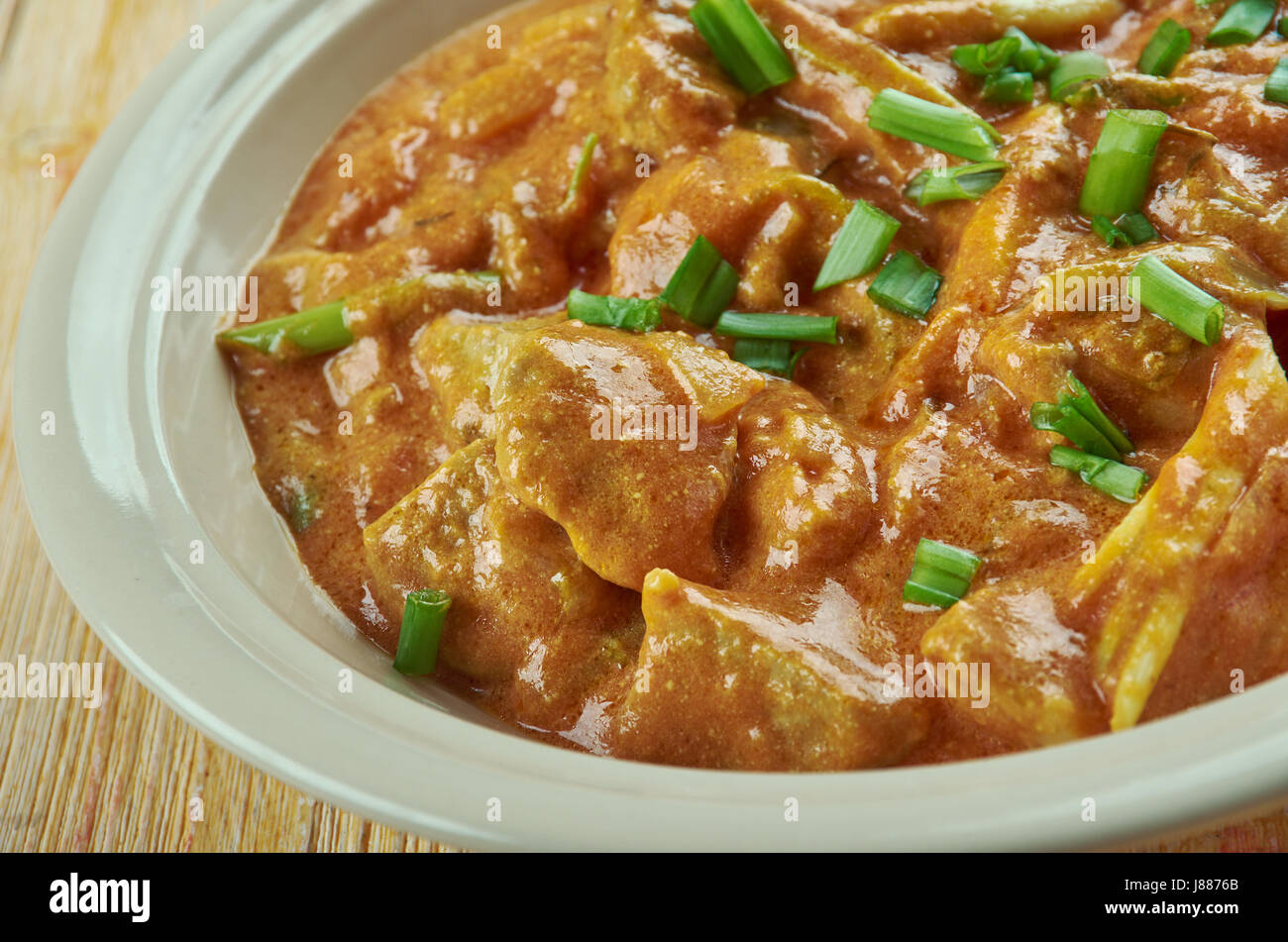 Vinyali Schweinefleisch - Gericht aus Schweinefleisch und Gewürzen mit Einflüssen aus Kerala in Südindien und Malayalees in Malaysia Stockfoto