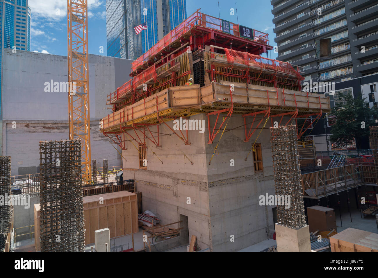 USA, Washington, Seattle, Baukonstruktion an der 2nd Avenue & Pike Street Stockfoto