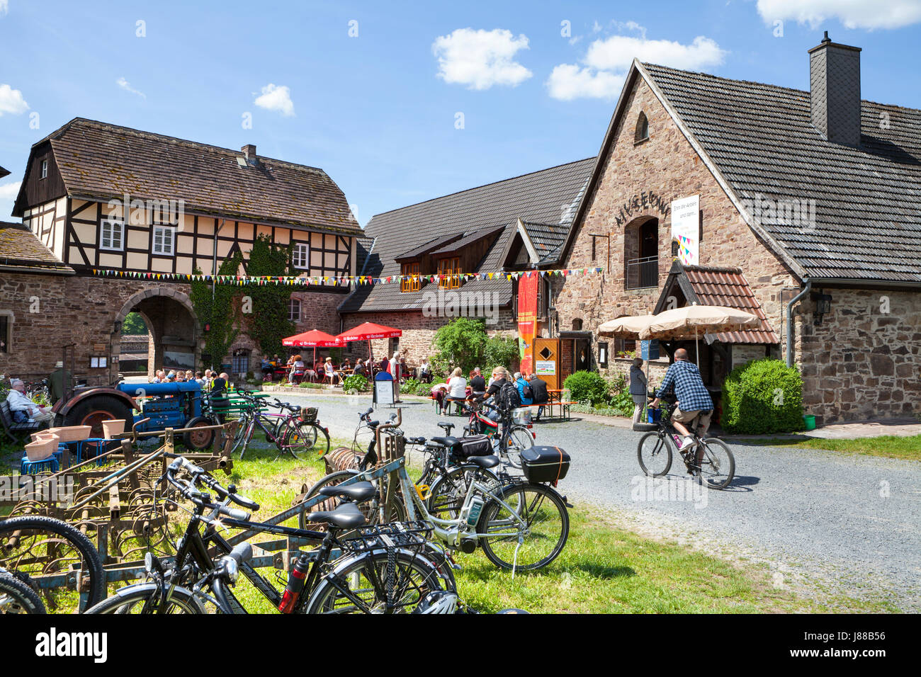 Burg Wülmersen Burg, oberen Wesertals, Weserbergland, Weserbergland, Reinhardswald, Region Kassel, Hessen, Deutschland Stockfoto