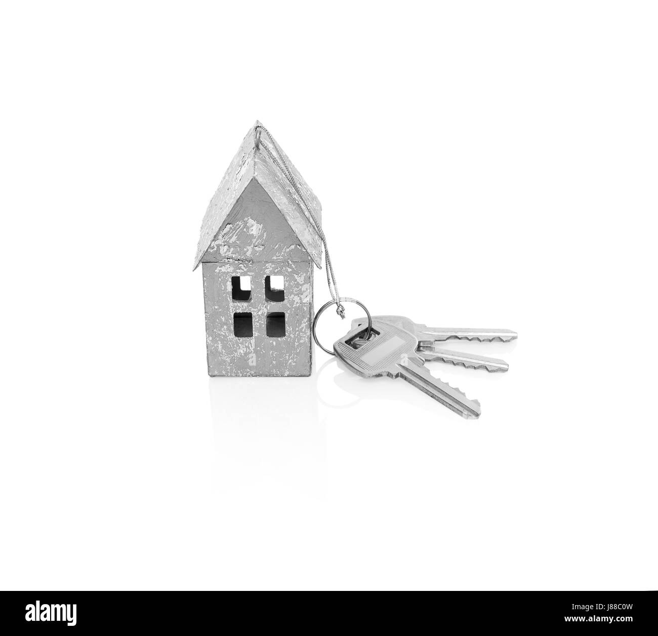Layout eines Hauses mit Schlüssel Stockfoto