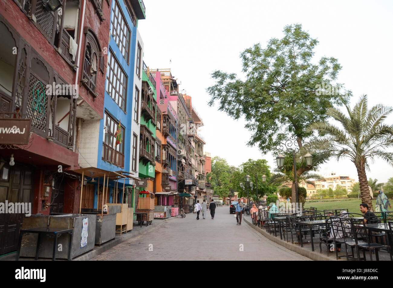 Die berühmten Food Street in der Nähe von Badshahi Moschee, Lahore, Pakistan Stockfoto