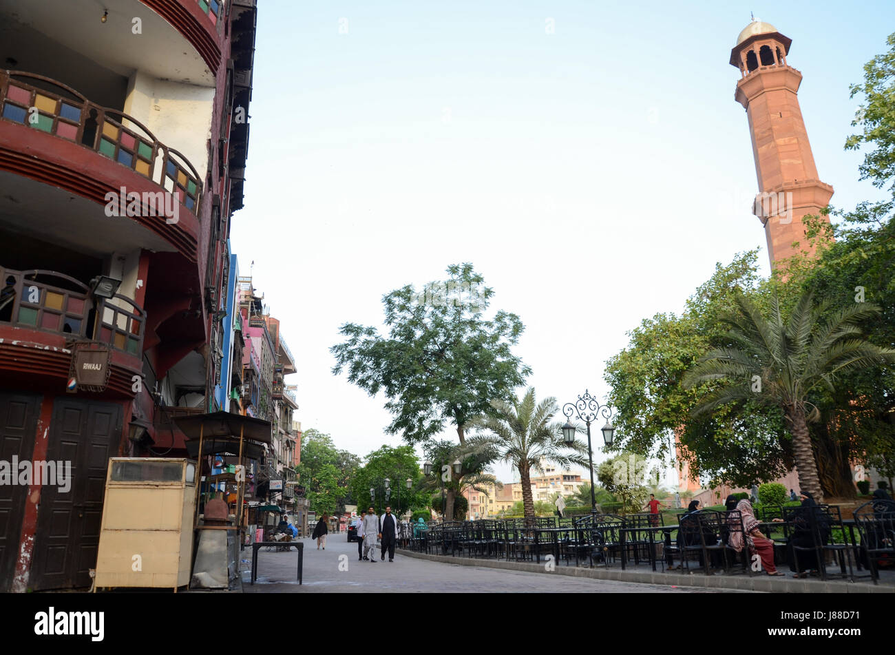Die berühmten Food Street in der Nähe von Badshahi Moschee, Lahore, Pakistan Stockfoto