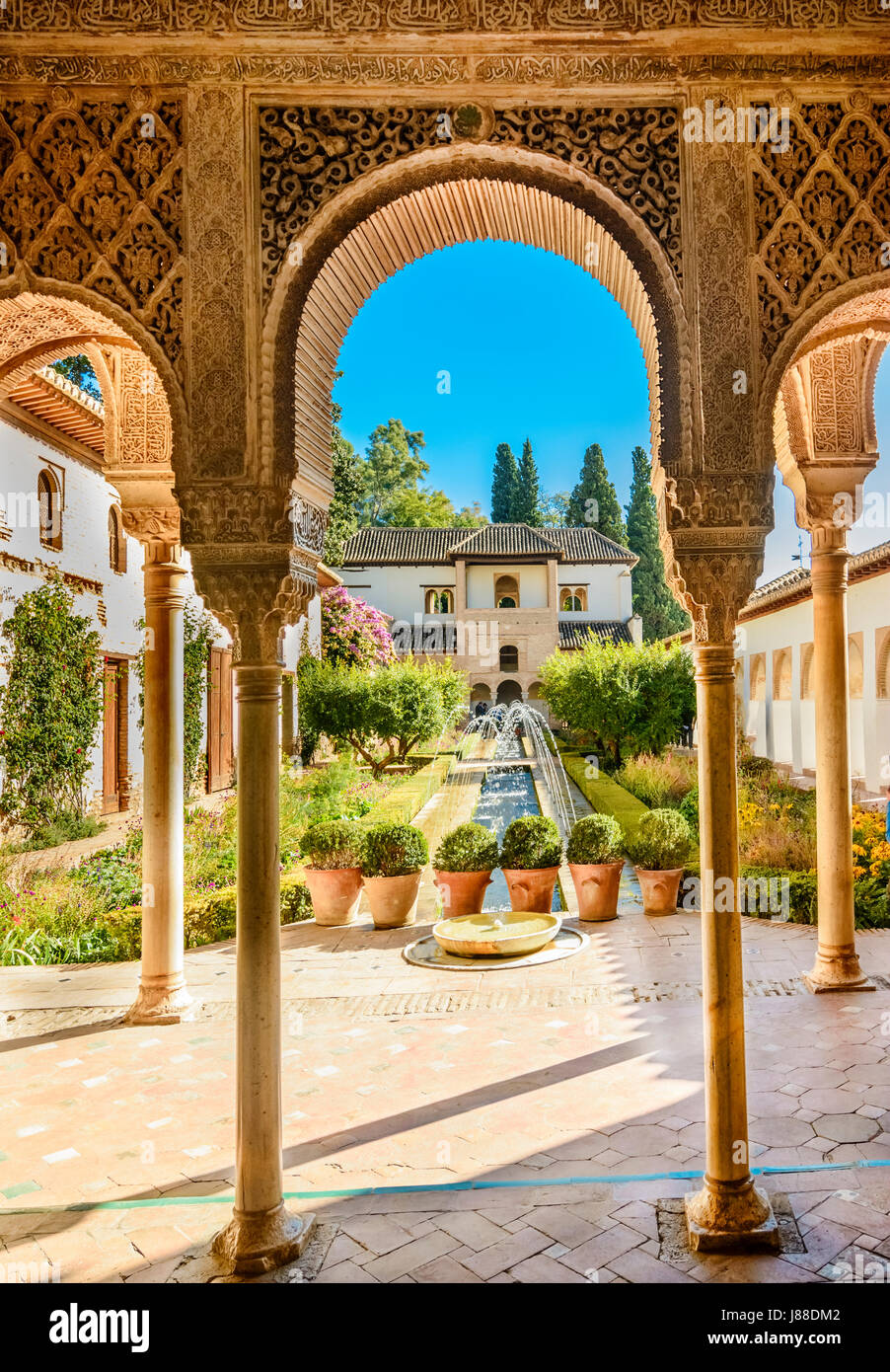 Innenhof der Alhambra von Granada, Spanien Stockfoto