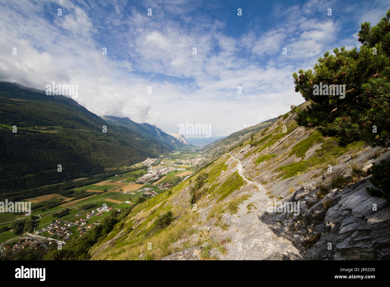 Wandern, gehen, Wandern, Wanderung, Sommer, sommerlich, Schweiz, Wallis, Wandern, Pfad, Stockfoto