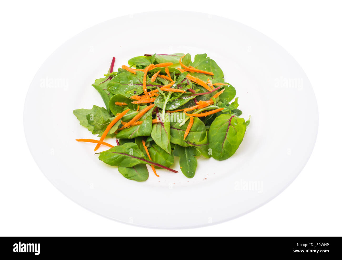 Vegetarischer Salat mit Möhren, Mangold und Rucola Stockfoto