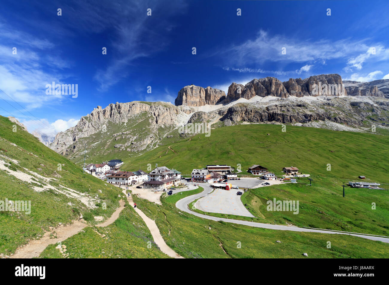 Dolomiten, Alpen, Pass, Landschaft, Landschaft, Landschaft, Natur, Gemeinschaft, Stockfoto