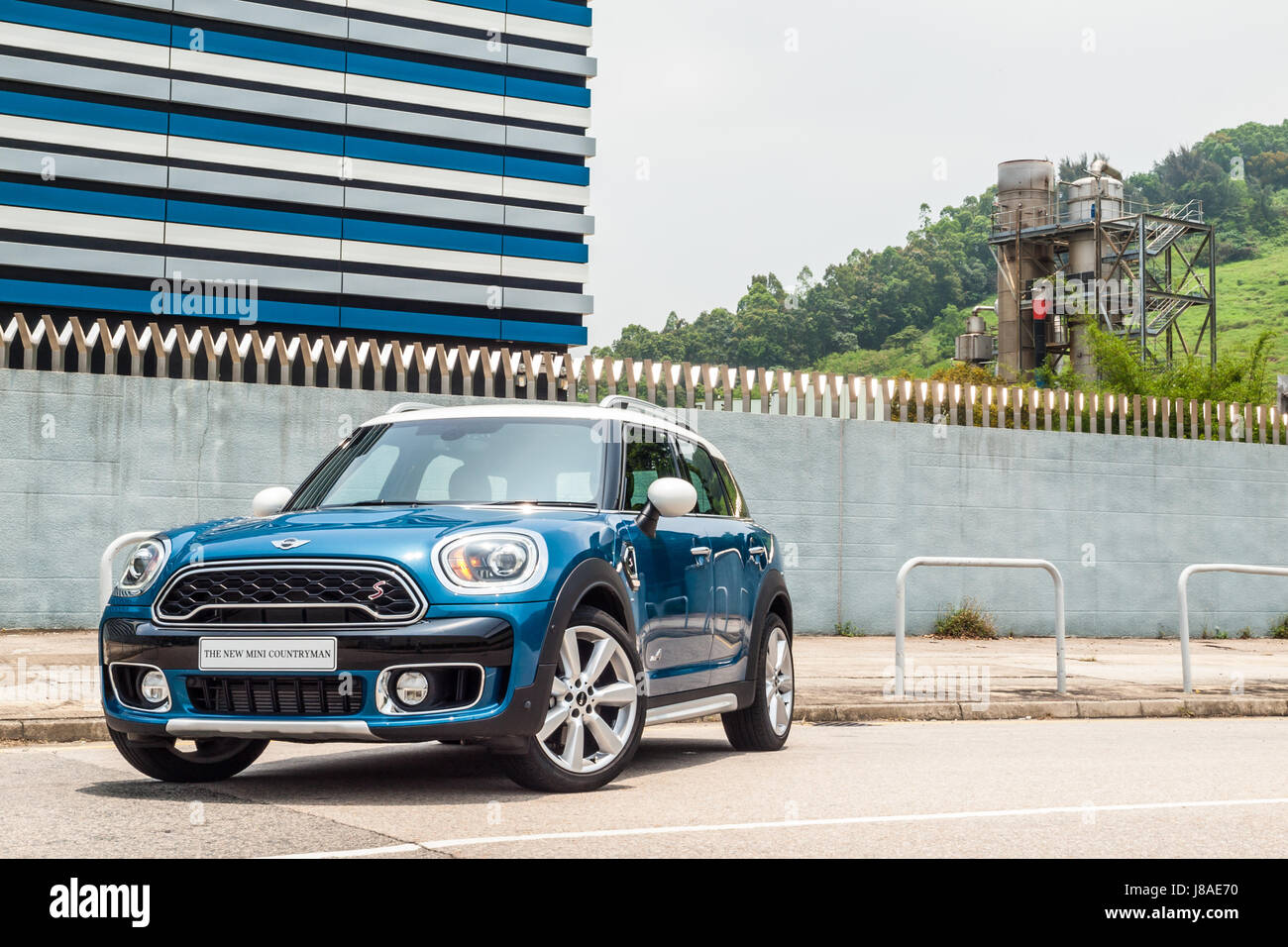 Hong Kong, China 9. Mai 2017: Mini Cooper Countryman 2017 Test Drive Tag am 9. Mai 2017 in Hong Kong. Stockfoto