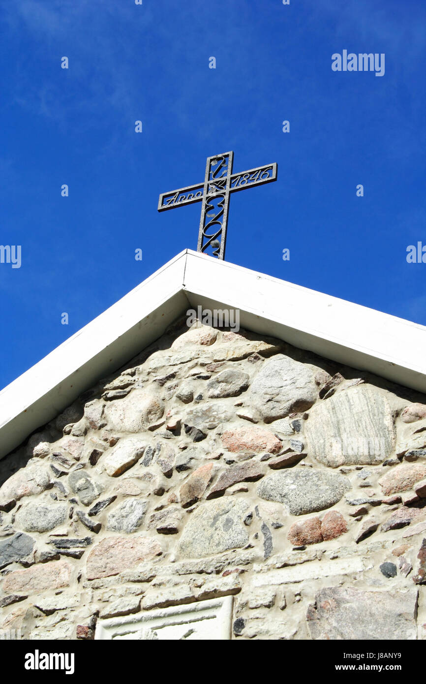 Kirche, Kreuz, Metall, alte, von, von, in blau, Religion, religiöse, glauben, Stockfoto