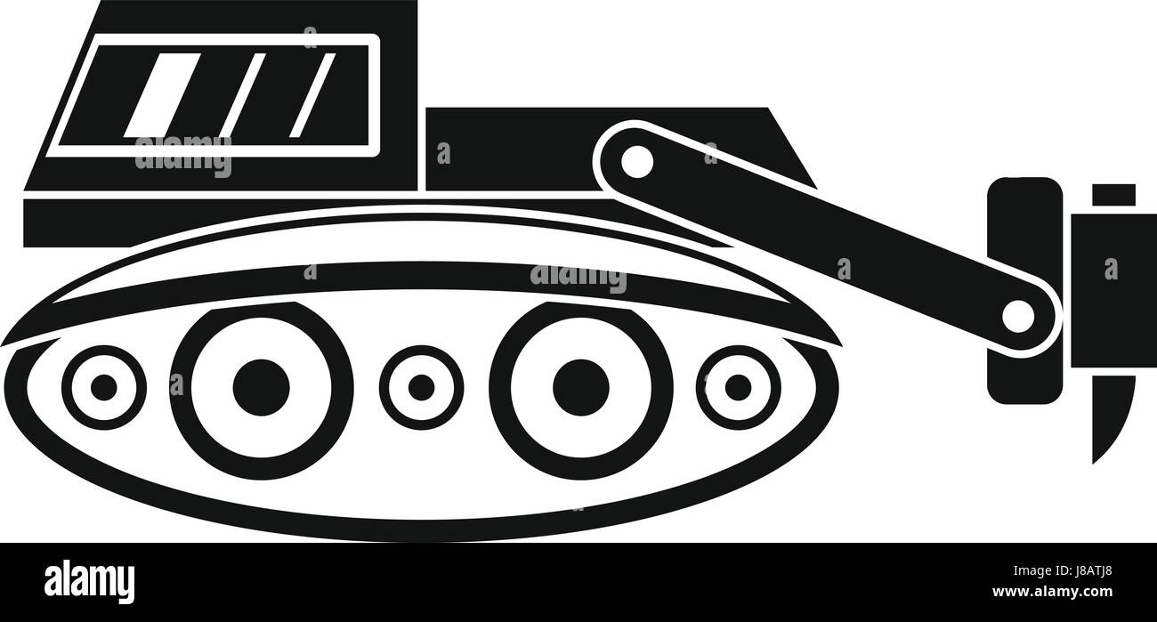 Bagger mit Hydraulikhammer Symbol einfach Stock Vektor