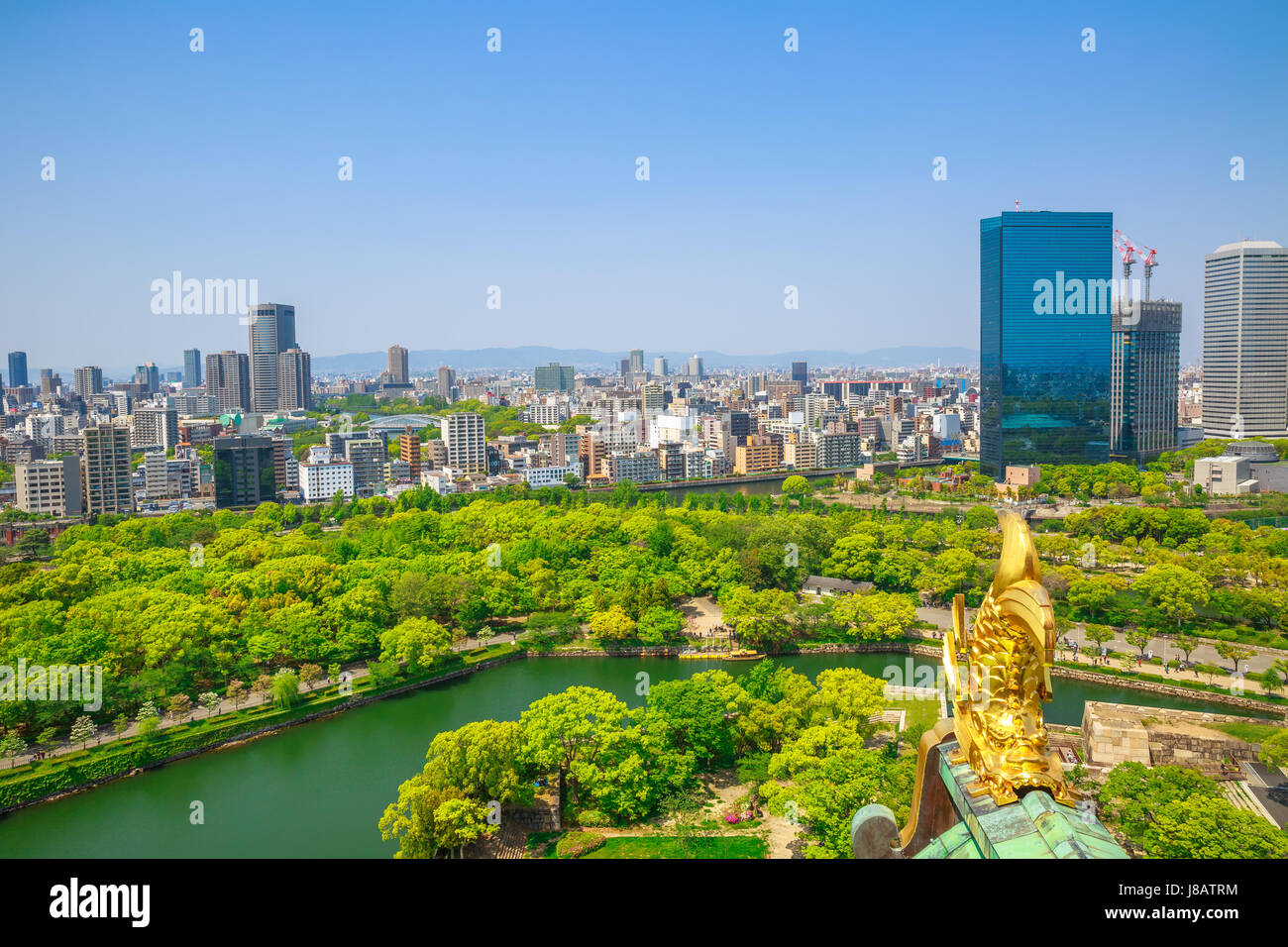 Die Burg Osaka skyline Stockfoto