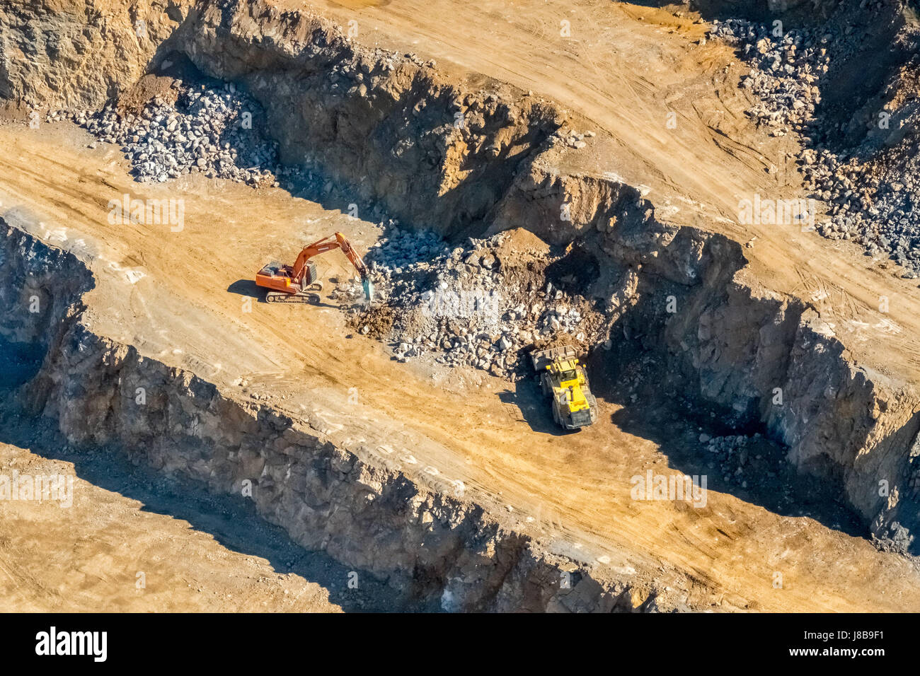 Kalk Sandstein Steinbruch, BILSTEIN GmbH, Hohenlimburger Kalkwerke GmbH, Hagen, Ruhr und Umgebung, Nordrhein-Westfalen, Deutschland Stockfoto