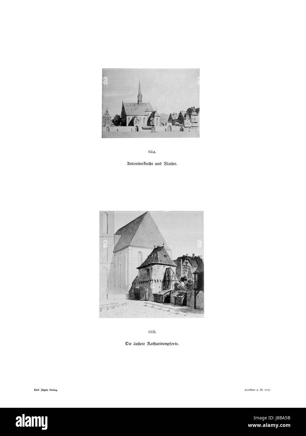 Dieses historische Bild, wahrscheinlich aus einer Publikation von 1899, zeigt Frankfurt am Main und ist mit Carl Theodor Reiffenstein assoziiert. Es bietet einen Einblick in die Vergangenheit der Stadt während des späten 19. Jahrhunderts, aufgenommen in dieser speziellen Ausgabe einer Publikation. Stockfoto