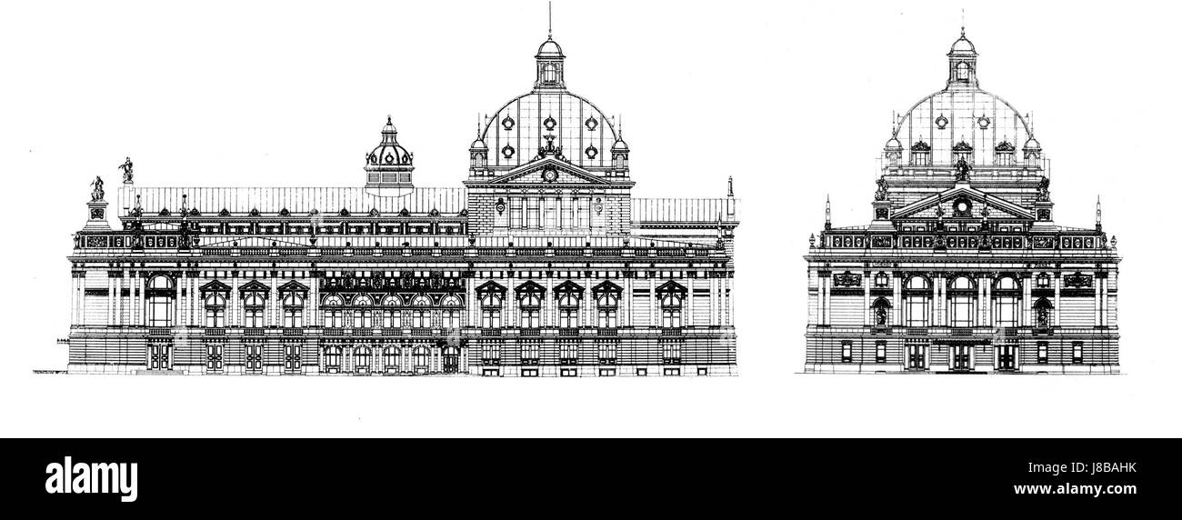 Das Lwiwer Opernhaus, entworfen vom Architekten Zygmunt Gorgolewski, ist ein bedeutendes Kulturdenkmal in der Ukraine. Das 1900 fertiggestellte Gebäude ist bekannt für seine klassische Architektur und die reiche Geschichte der darstellenden Künste. Stockfoto