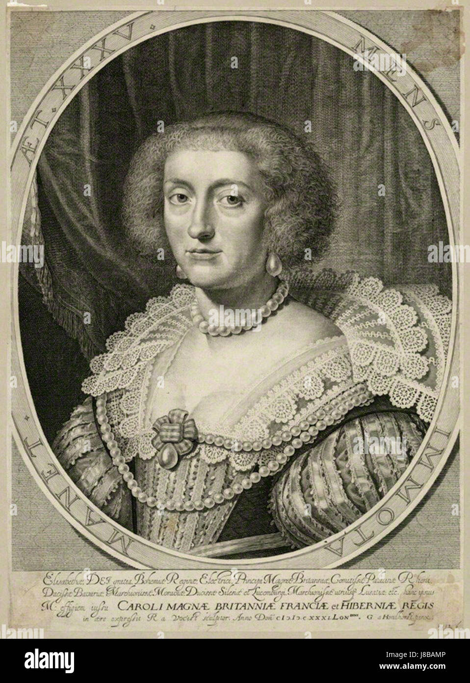 Elizabeth, Königin von Böhmen von Robert van Voerst nach Gerrit van Honthorst Stockfoto