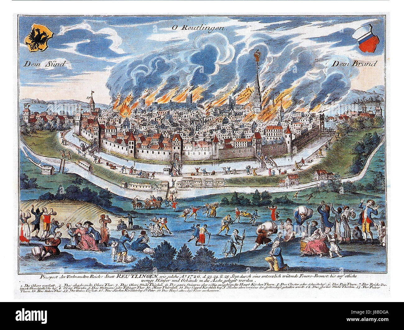 Gabriel Bodenehr, Marke der Stadt Reutlingen Im Jahre 1726 Stockfoto