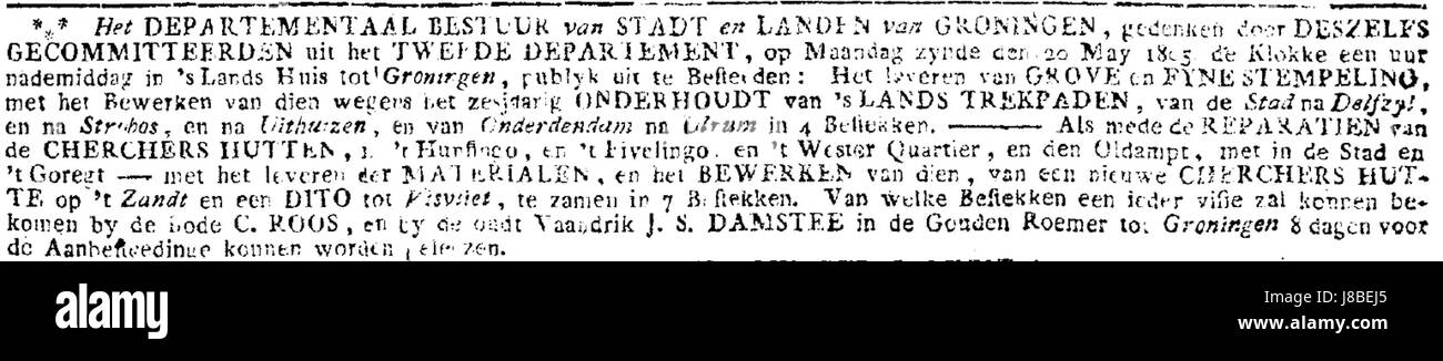 Groninger Courant 10 Mei 1805 Stockfoto