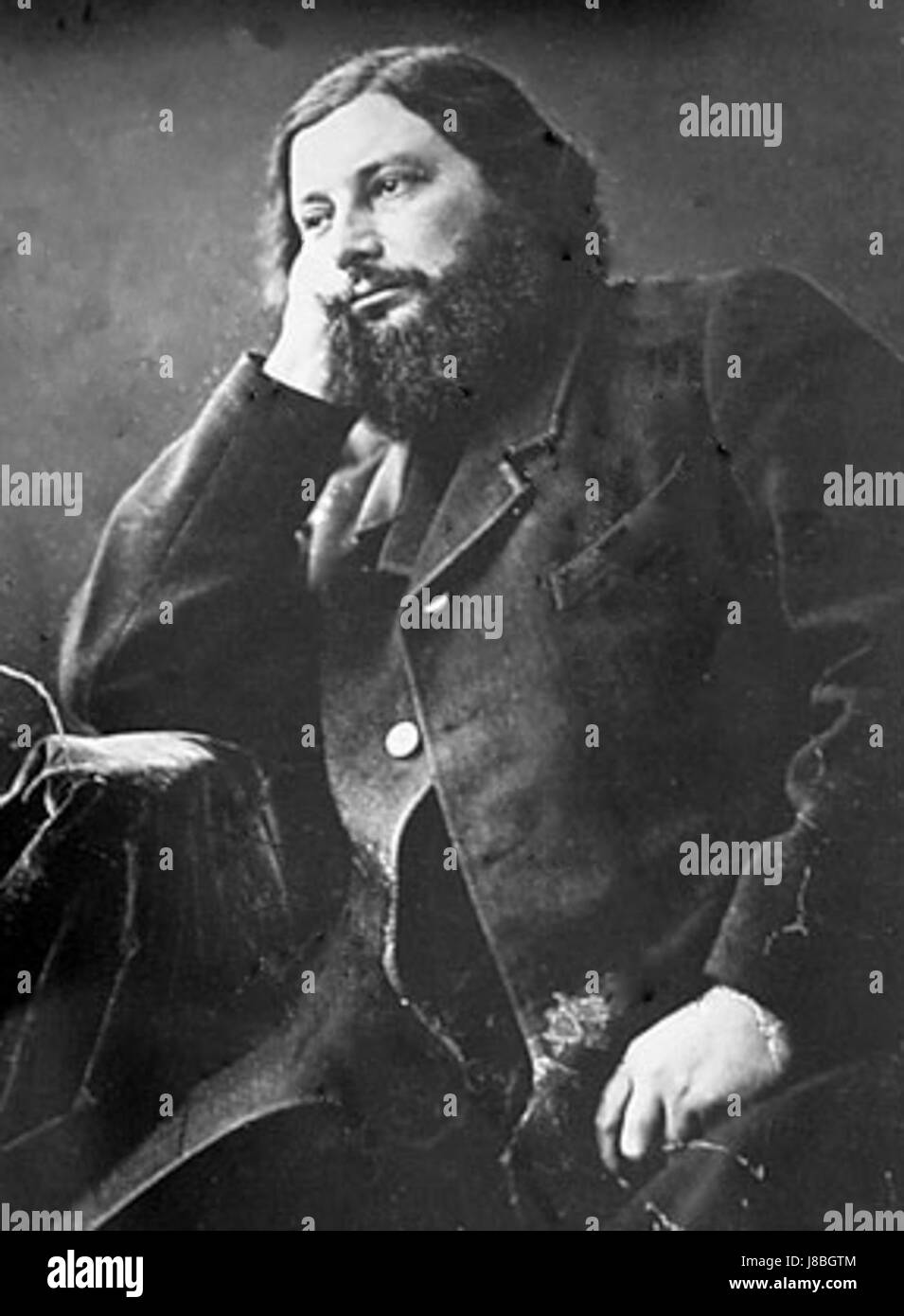 Gustave Courbet (1819â€„1877) war ein französischer Maler, der eine führende Figur der Realismusbewegung war, bekannt für Werke wie „die Steinbrecher“ und „Ein Begräbnis bei Ornans“, die alltägliche Themen mit einer Offenheit darstellten, die die Romantik herausforderte. Stockfoto