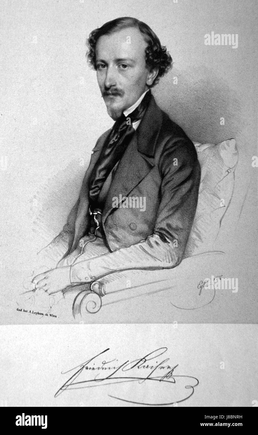 Eine Lithographie von Friedrich Kaiser Eybl, einem Künstler, der für seine Beiträge zur europäischen Kunst des 19. Jahrhunderts bekannt ist. Das Stück veranschaulicht Eybls Stil und technische Kompetenz und zeigt ein detailliertes, historisch bedeutsames Werk innerhalb des Mediums der Lithografie. Stockfoto