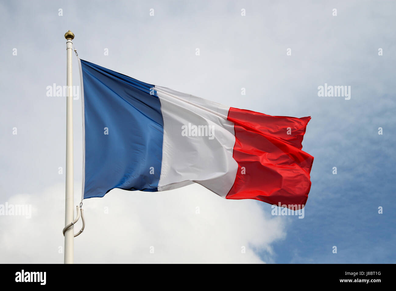 Frankreich, Fahne, Schlag, Französisch, Tricolor, blau, Wolke, leere, europäisch, Kaukasisch, Stockfoto