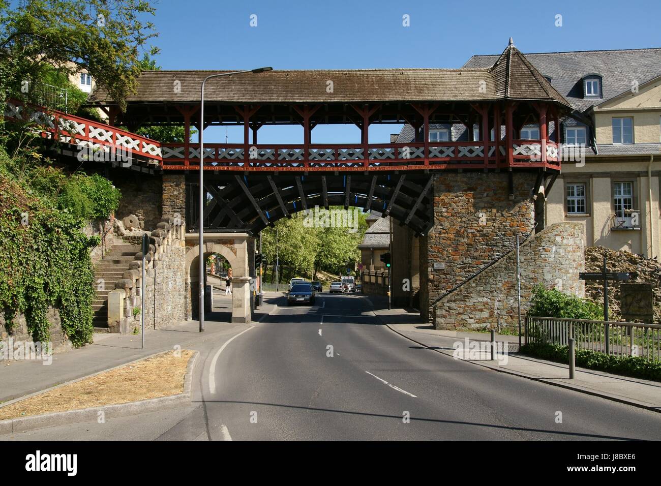 historische, Brücke, Frame-Work, Hessen, Hauptstadt der Provinz, alt, blau, Treppe, Stockfoto