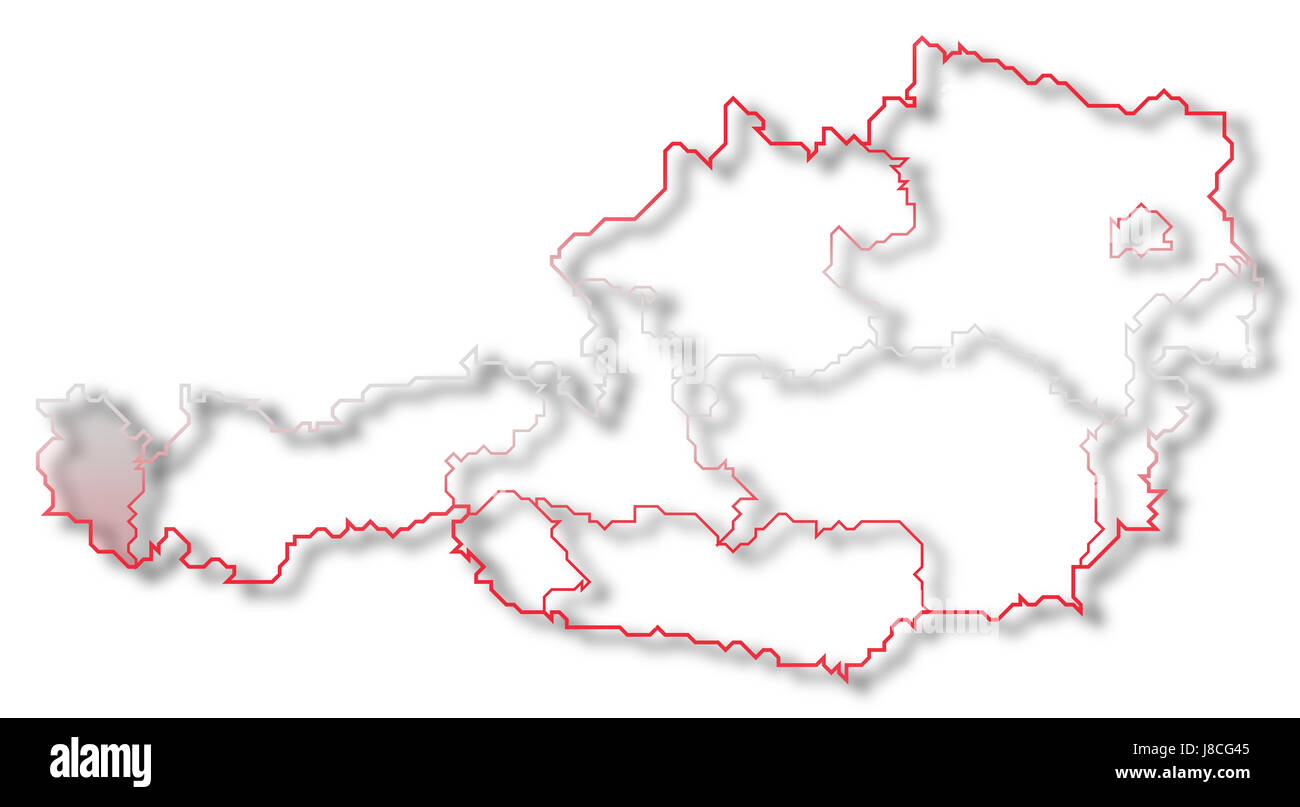 Österreich, Karte, Atlas, Karte der Welt, Profil, symbolische und politische, Farbe, Stockfoto