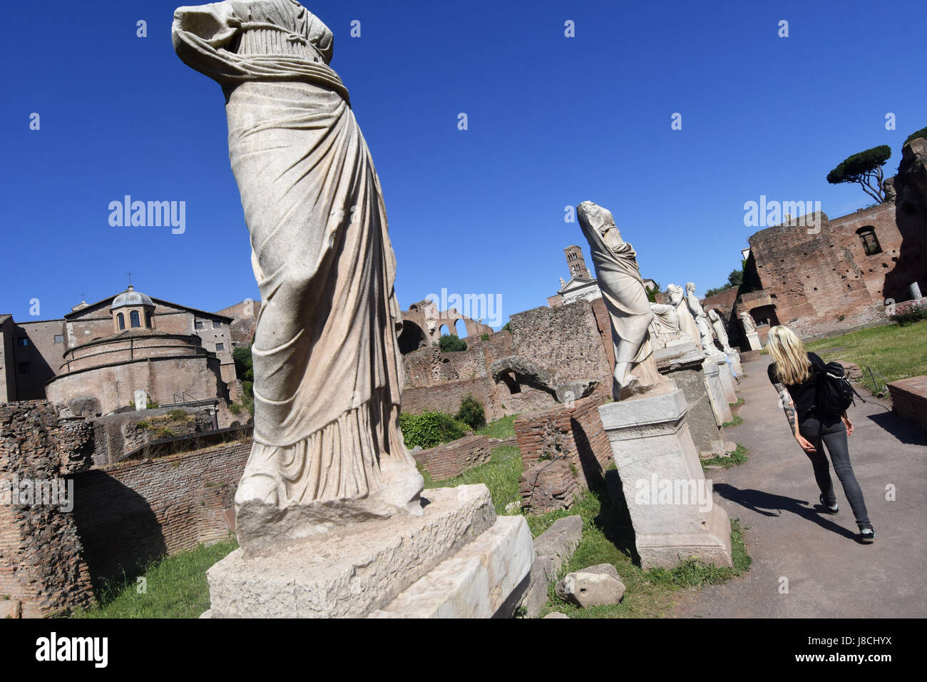 Die antiken Überreste des Forum Romanum in Rom, Italien. Stockfoto