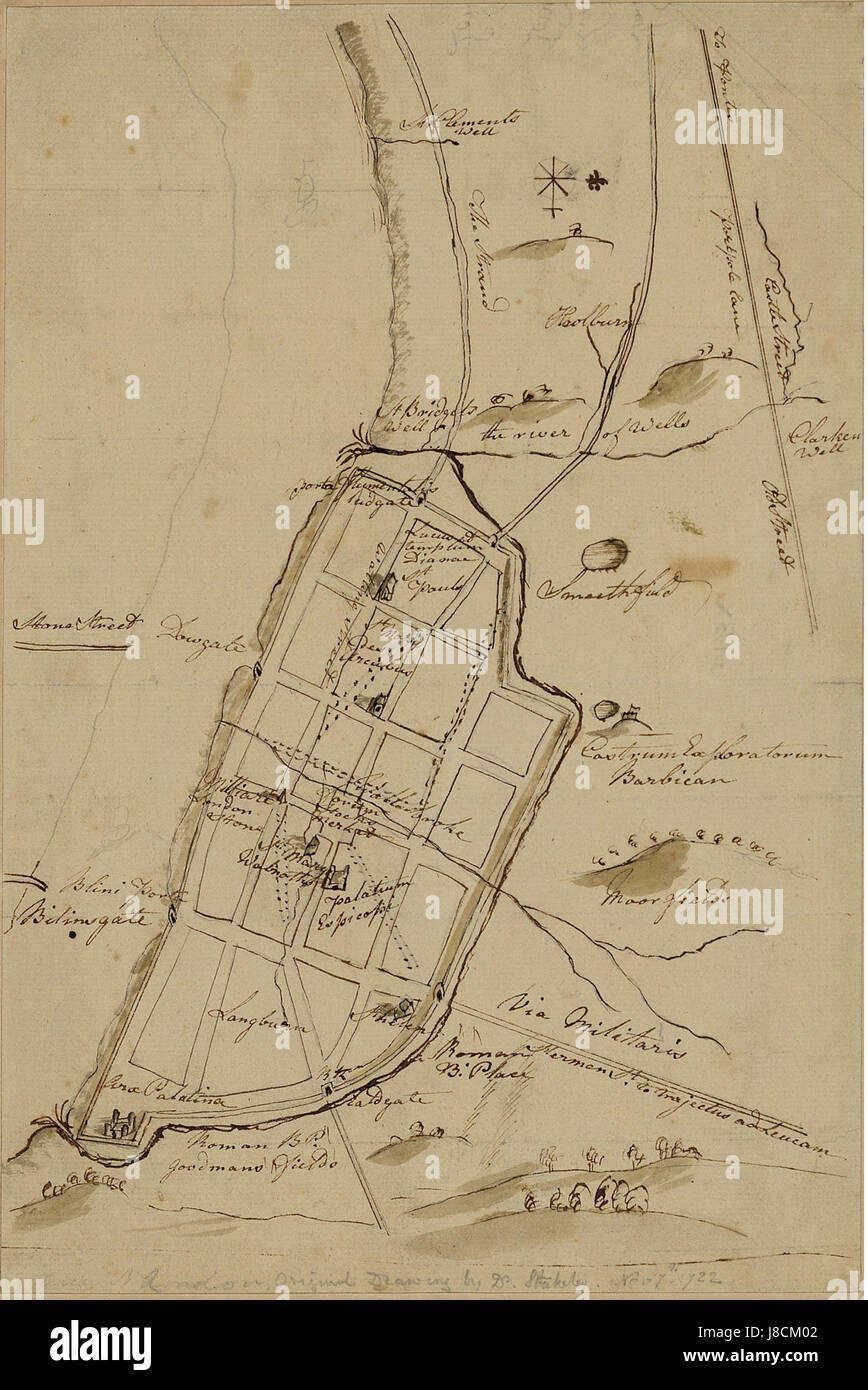 London in der römischen Periode, Stukeley, 1720 Stockfoto