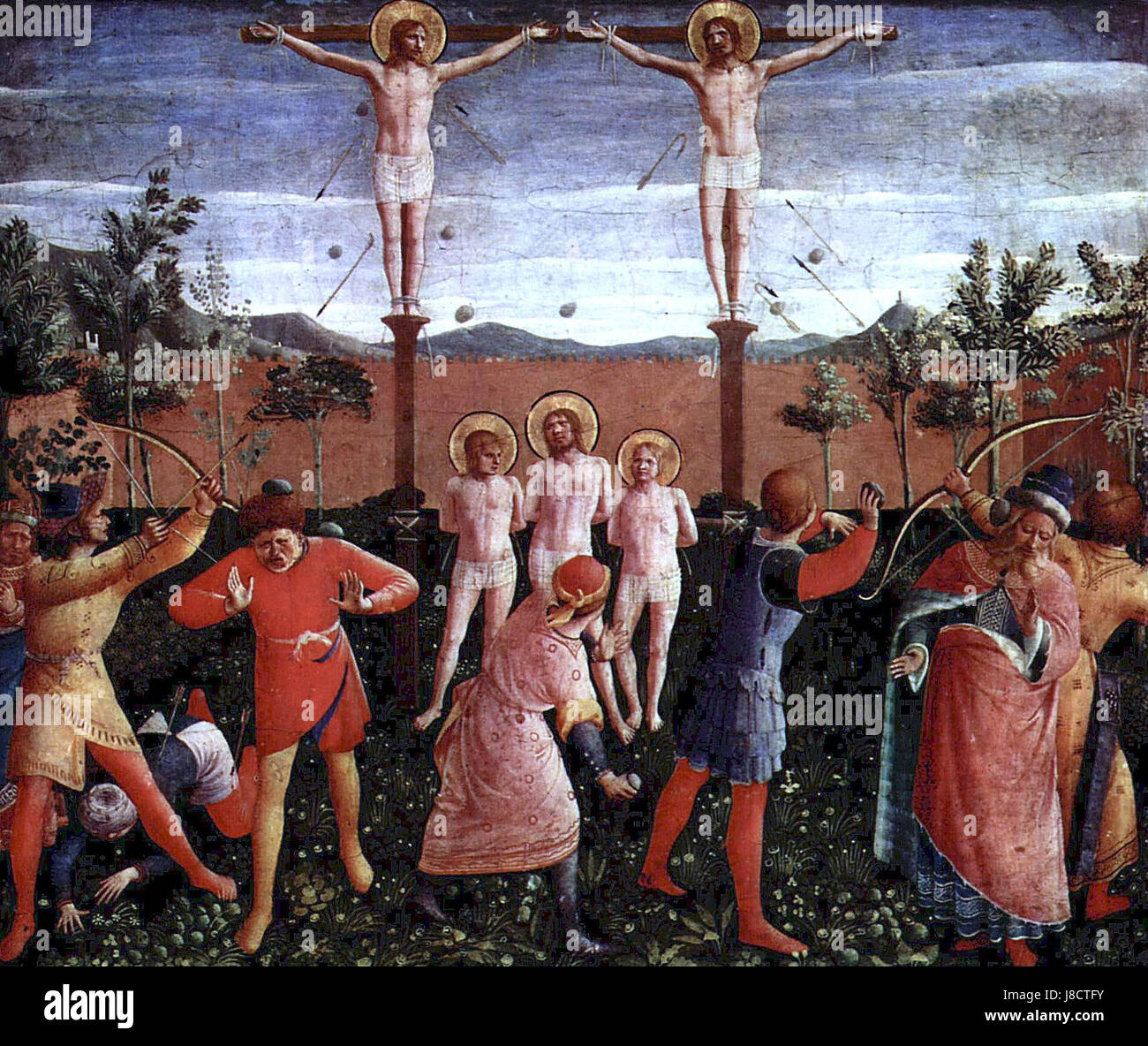 „FRA Angelico 065“ bezieht sich auf ein Kunstwerk des italienischen Renaissancemalers Fra Angelico. Dieses Werk veranschaulicht seine Verwendung religiöser Themen und seine Rolle in der Kunst der Frührenaissance. Stockfoto