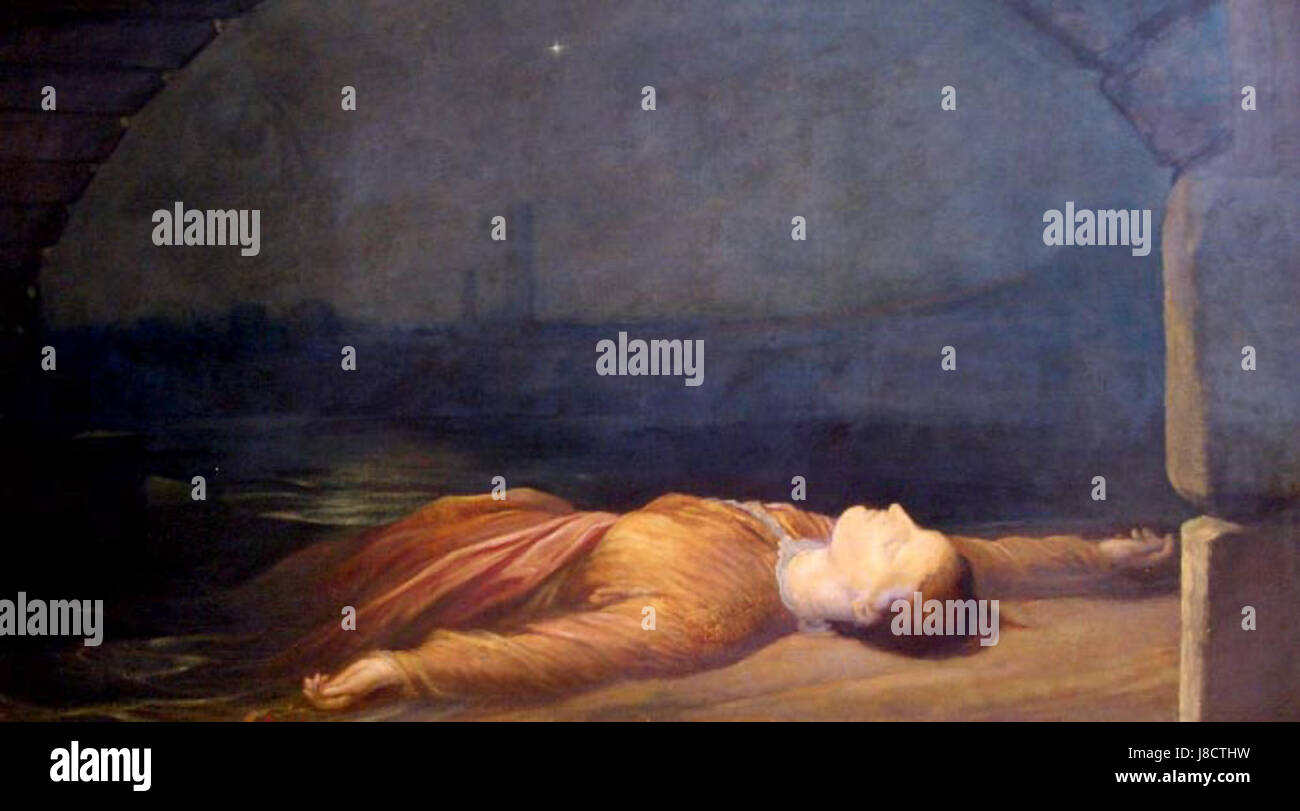 George Frederick Watts, ein englischer Maler und Bildhauer, wurde unter mysteriösen Umständen ertrunken aufgefunden. Sein Werk war einflussreich in der viktorianischen Kunst, aber die Ursache seines Todes bleibt Gegenstand von Intrigen. Stockfoto