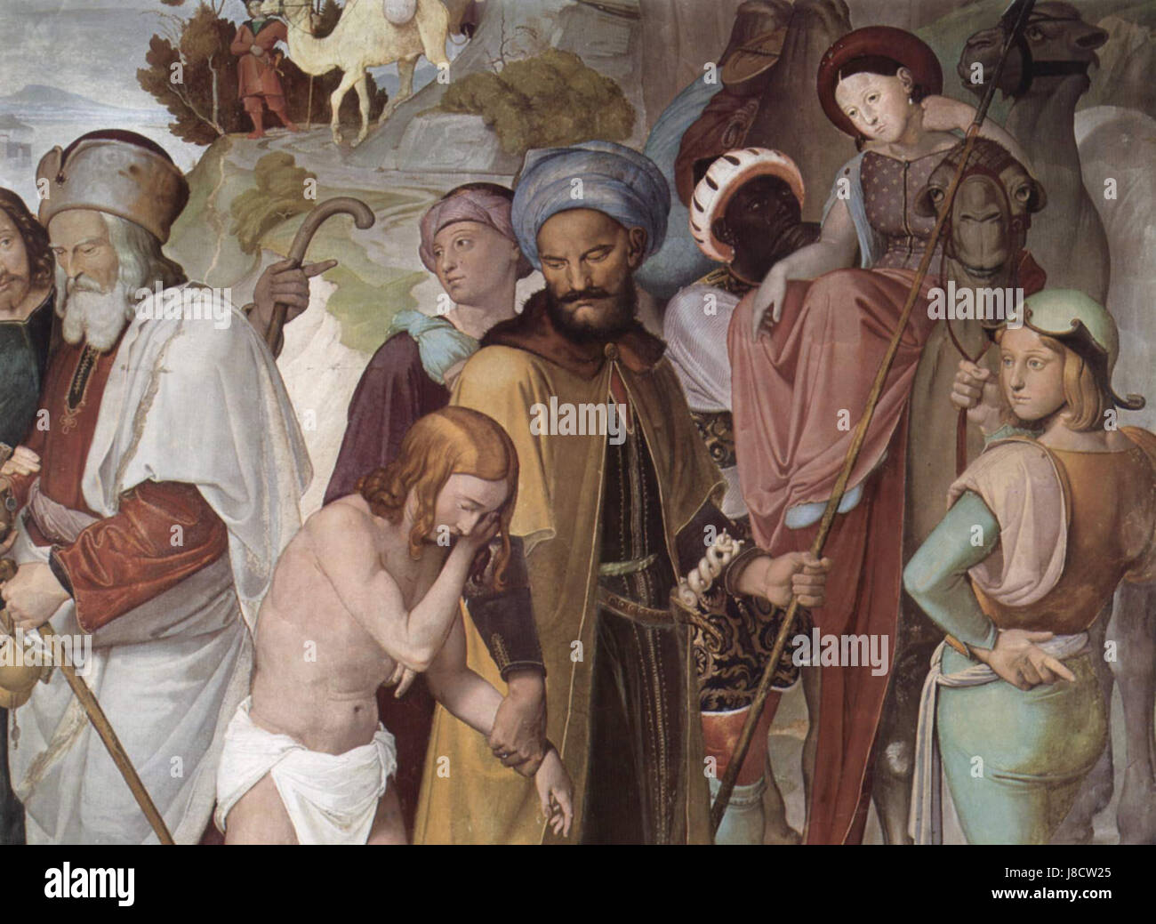 Friedrich Overbeck war ein deutscher Maler und einer der Gründungsmitglieder der Nazarenbewegung, bekannt für seine religiös geprägten Gemälde und den Fokus auf mittelalterliche Stile und ideale. Stockfoto