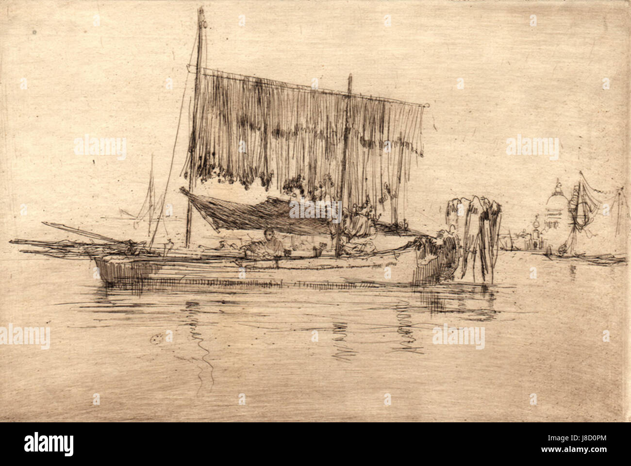 James Abbott McNeill Whistler, Fischerboot, 1879 1880, Radierung auf Bütten Stockfoto