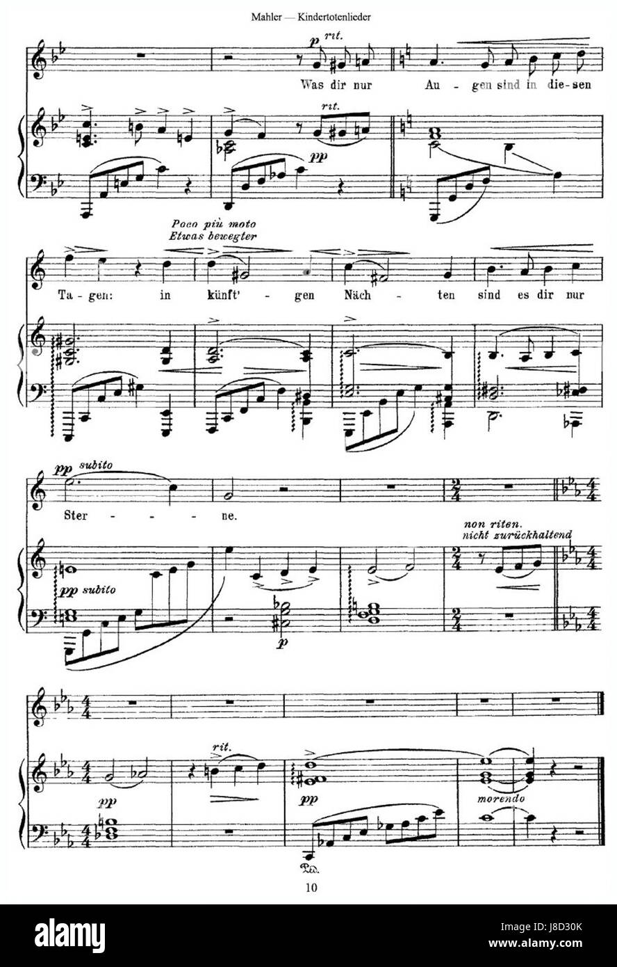 Mahlers Kindertotenlieder sind ein ergreifendes Werk von Gustav Mahler, das auf Gedichten von Friedrich RÃ¼ckert basiert. Es spiegelt Themen der Trauer und Trauer wider. Stockfoto